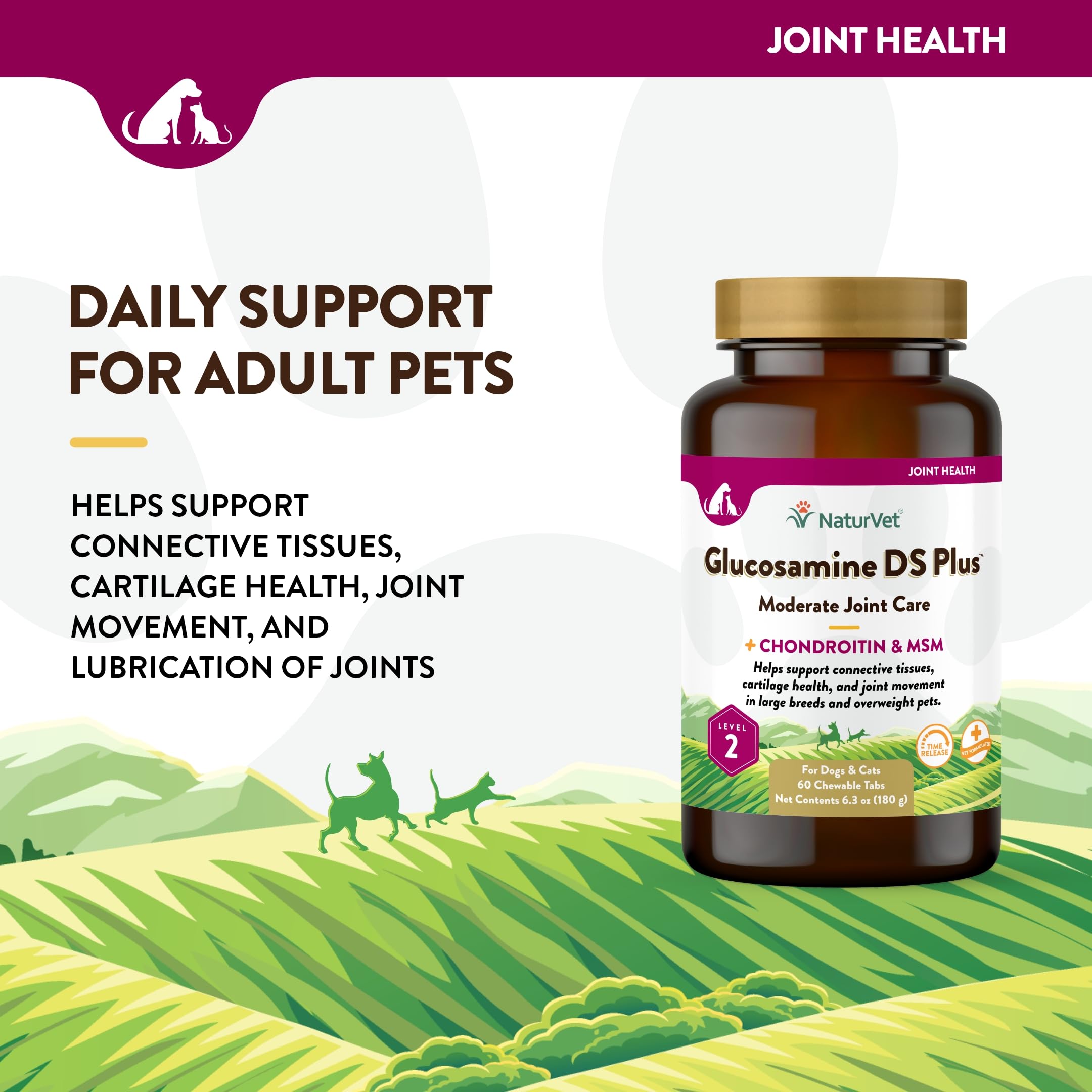 NaturVet Glucosamine DS Plus Made in USA bottle emphasizes quality manufacturing.