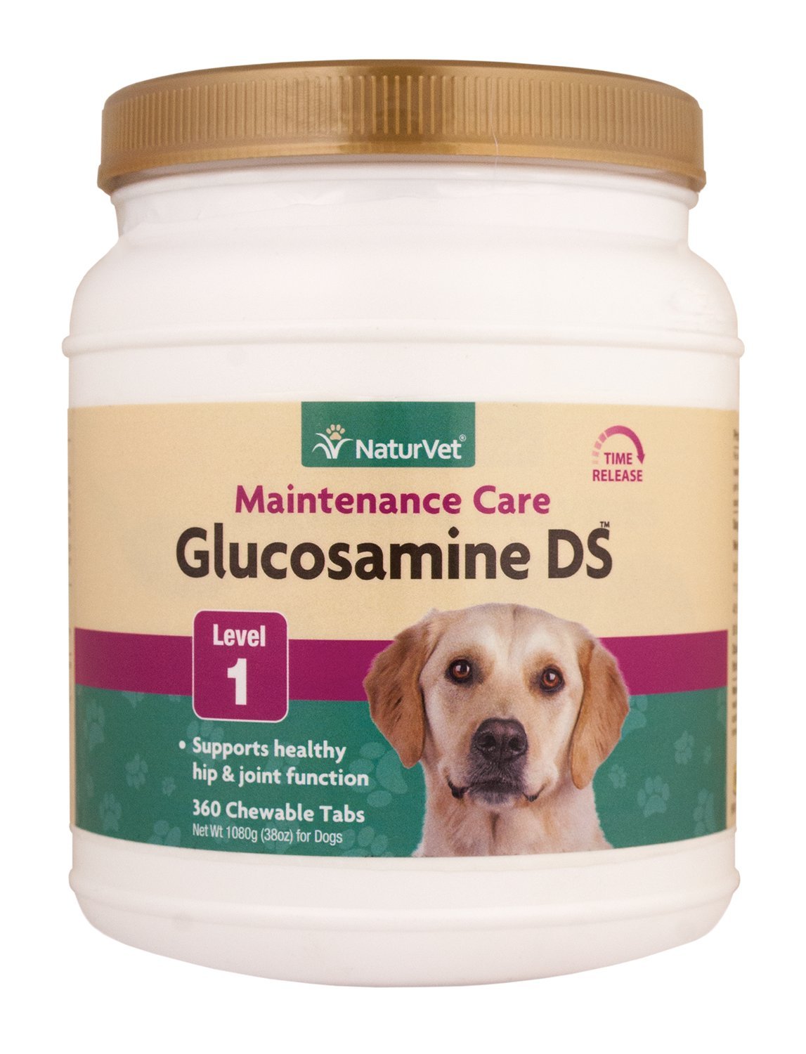 NaturVet glucosamine ds dog tablets bottle promoting joint support for active dogs.
