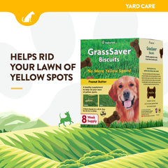 NaturVet GrassSaver dog chewing a biscuit during a treat session