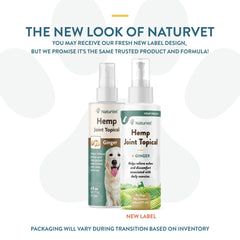 NaturVet Hemp Joint Topical Spray application area demonstrating targeted use for mobility help.