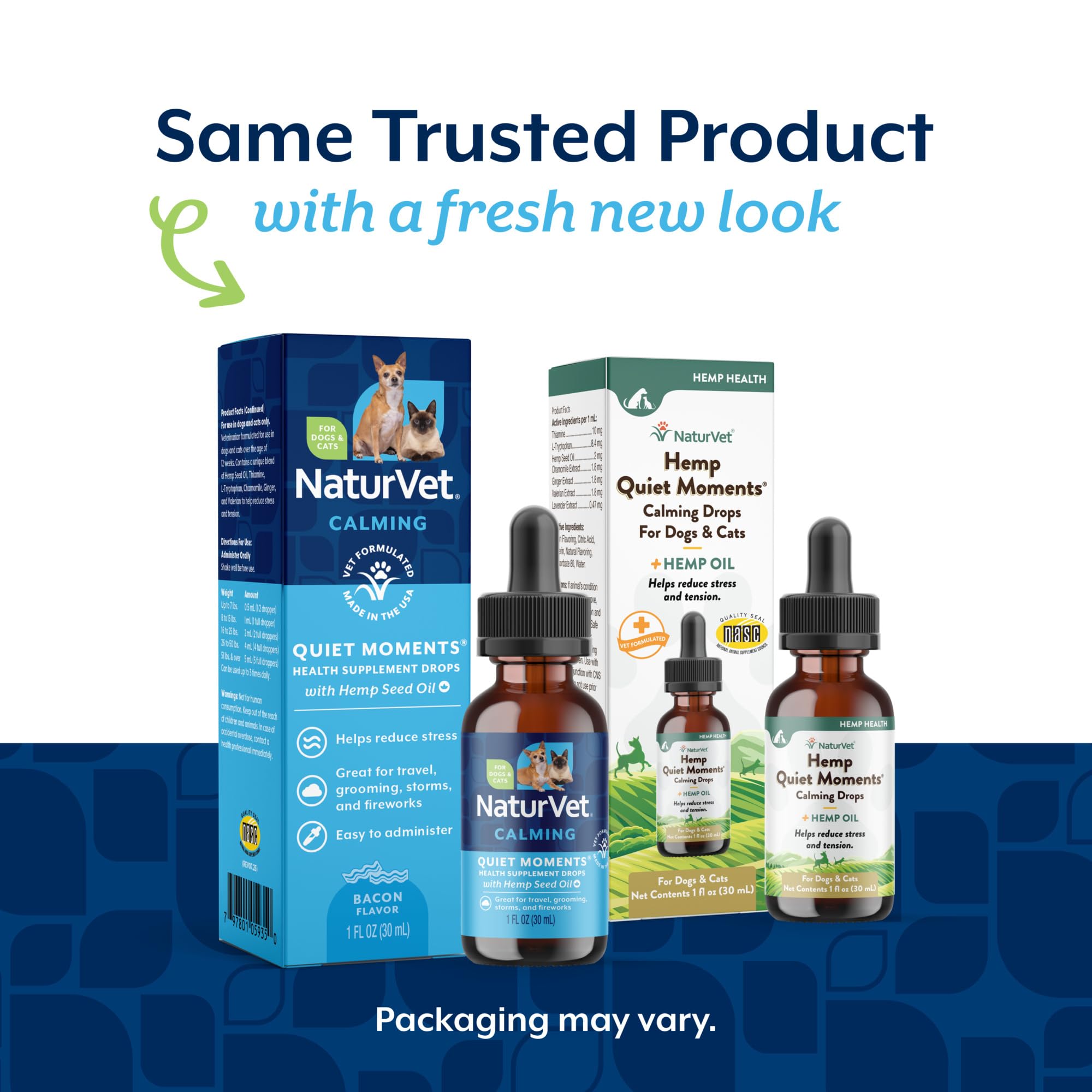 NaturVet Hemp Quiet Moments Drops cap close-up highlighting calming ingredients.