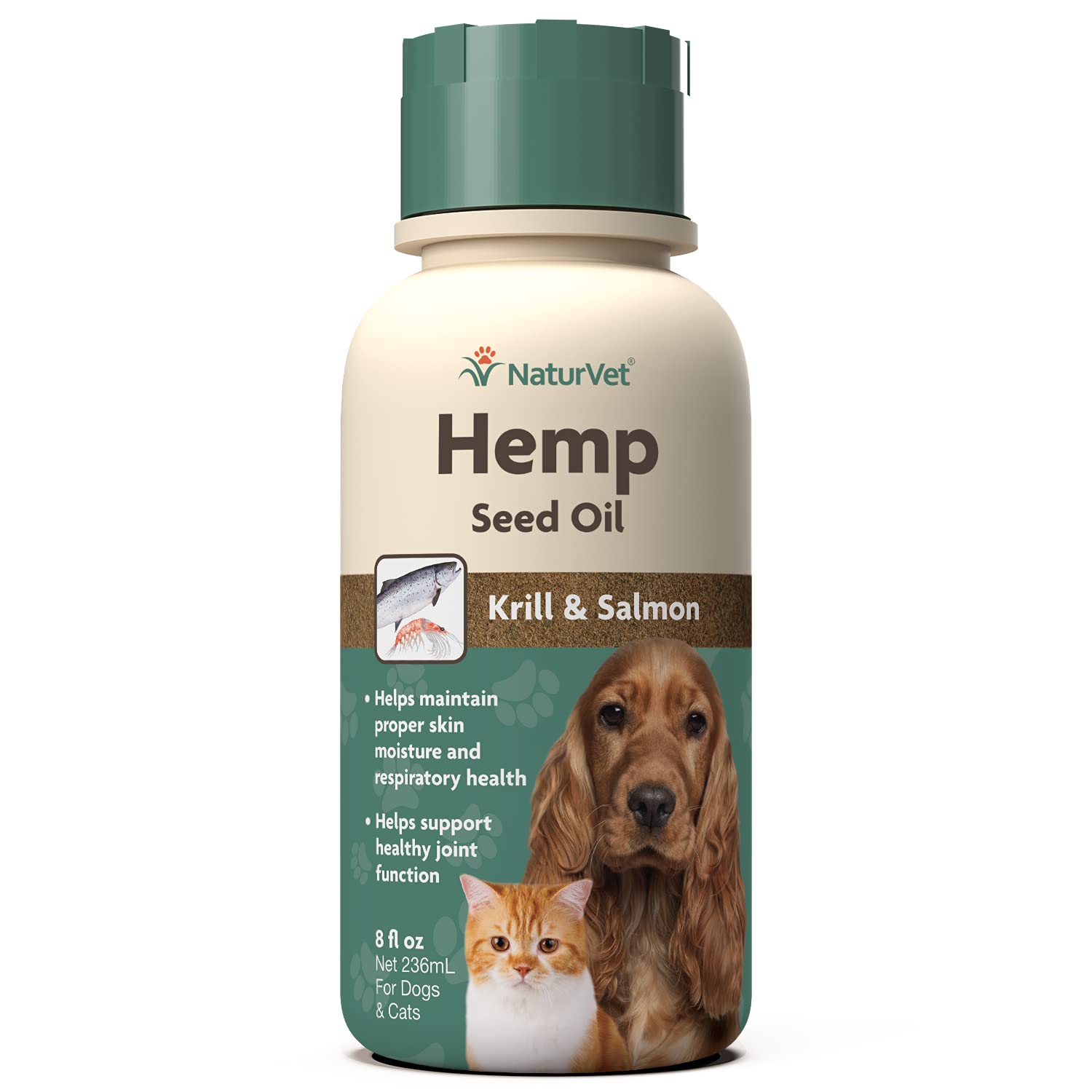 NaturVet Hemp Seed Oil Krill and Salmon bottle for skin and coat support