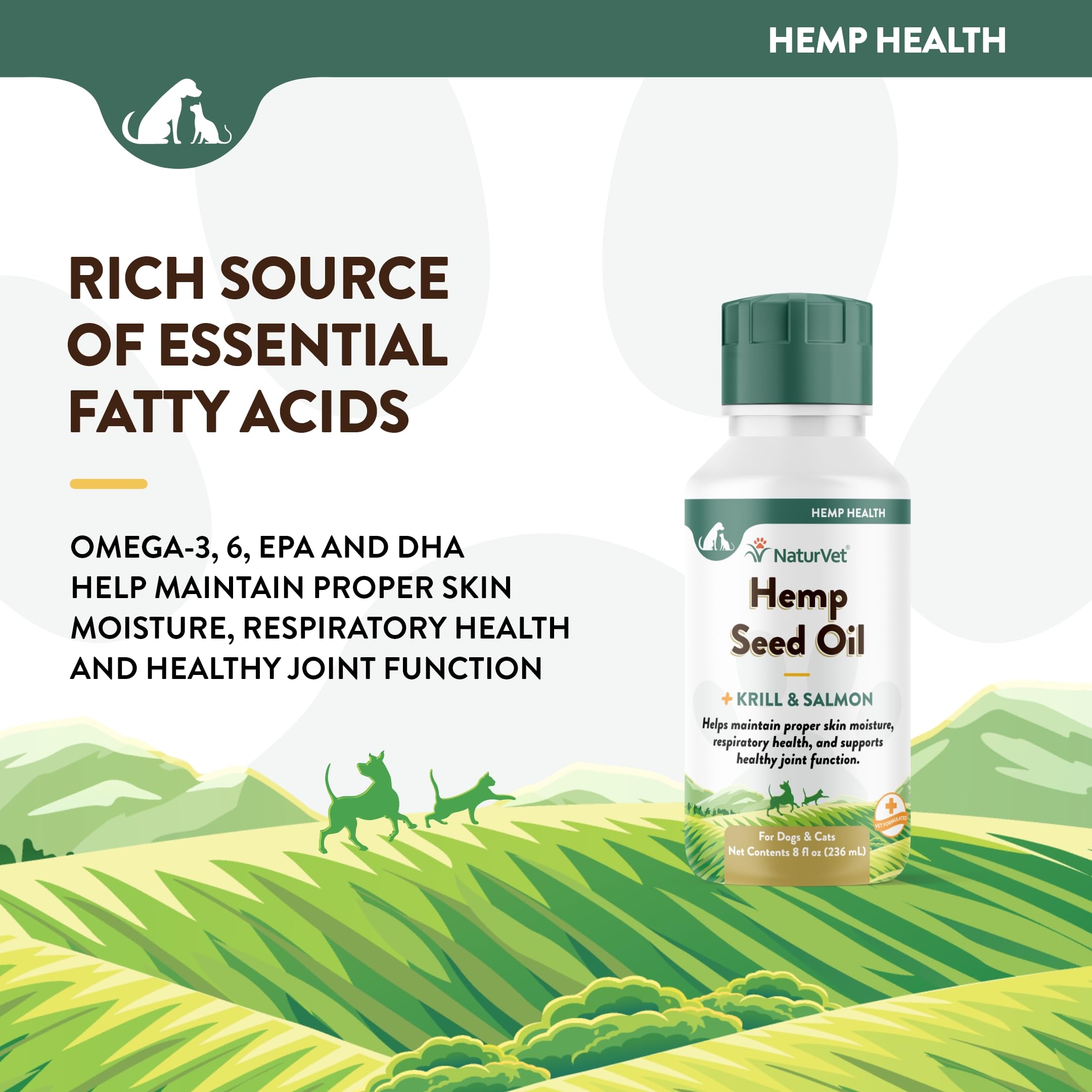 NaturVet Hemp Seed Oil Krill and Salmon ingredients graphic