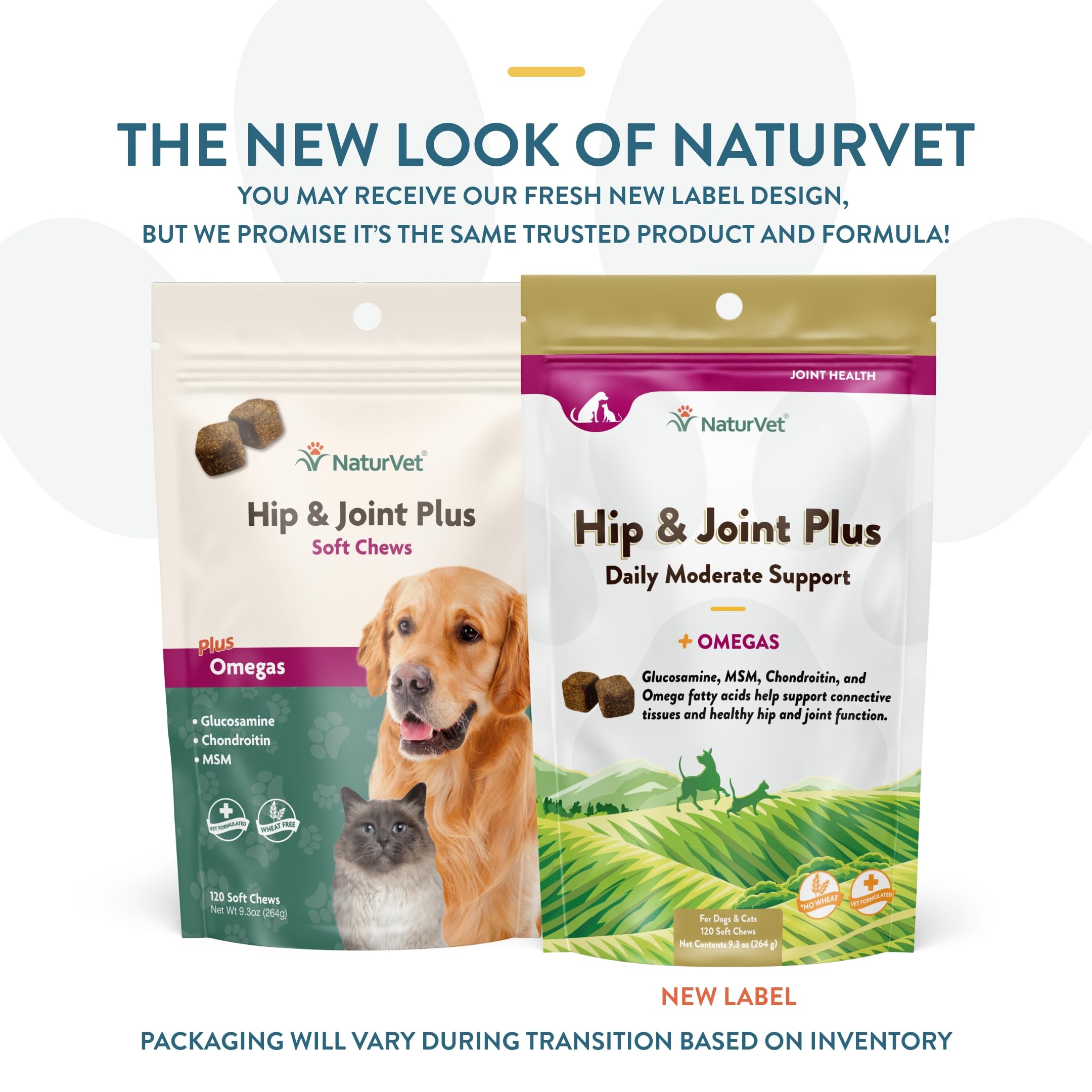 NaturVet Hip & Joint Plus Soft Chew inside bag shows easy-to-feed chews for daily mobility support.