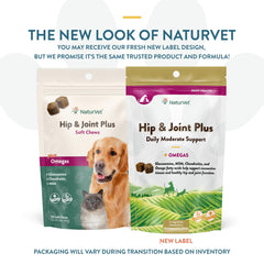 NaturVet Hip & Joint Plus Soft Chew inside bag shows easy-to-feed chews for daily mobility support.