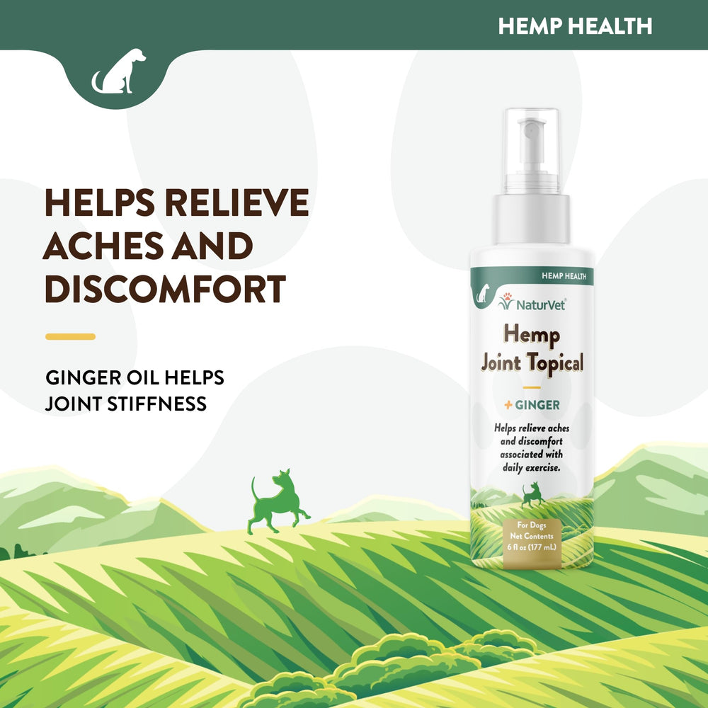 NaturVet hemp seed and ginger ingredients highlighting antioxidant-rich formula for skin comfort.