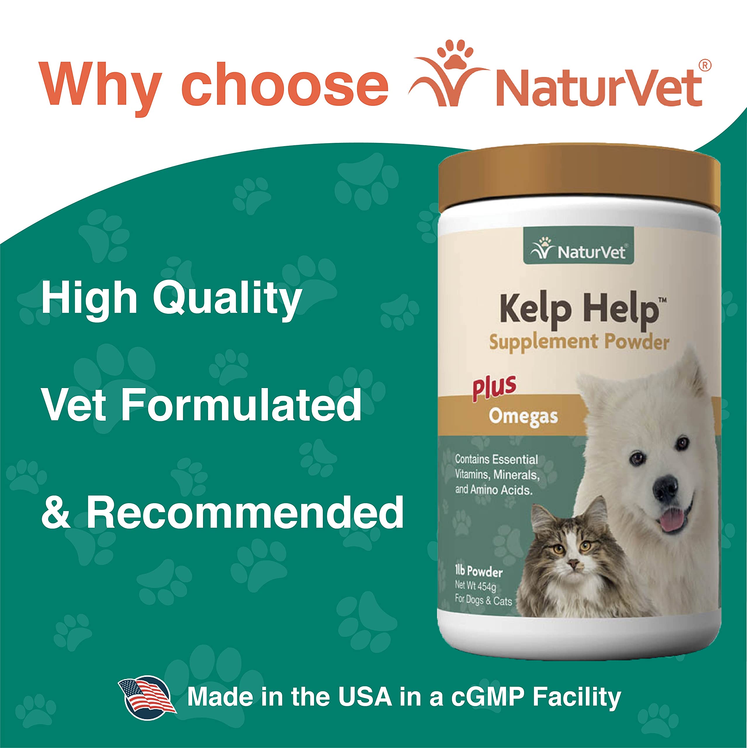 NaturVet Kelp Help Plus Omegas dog-cat-usage shows versatile daily supplement.