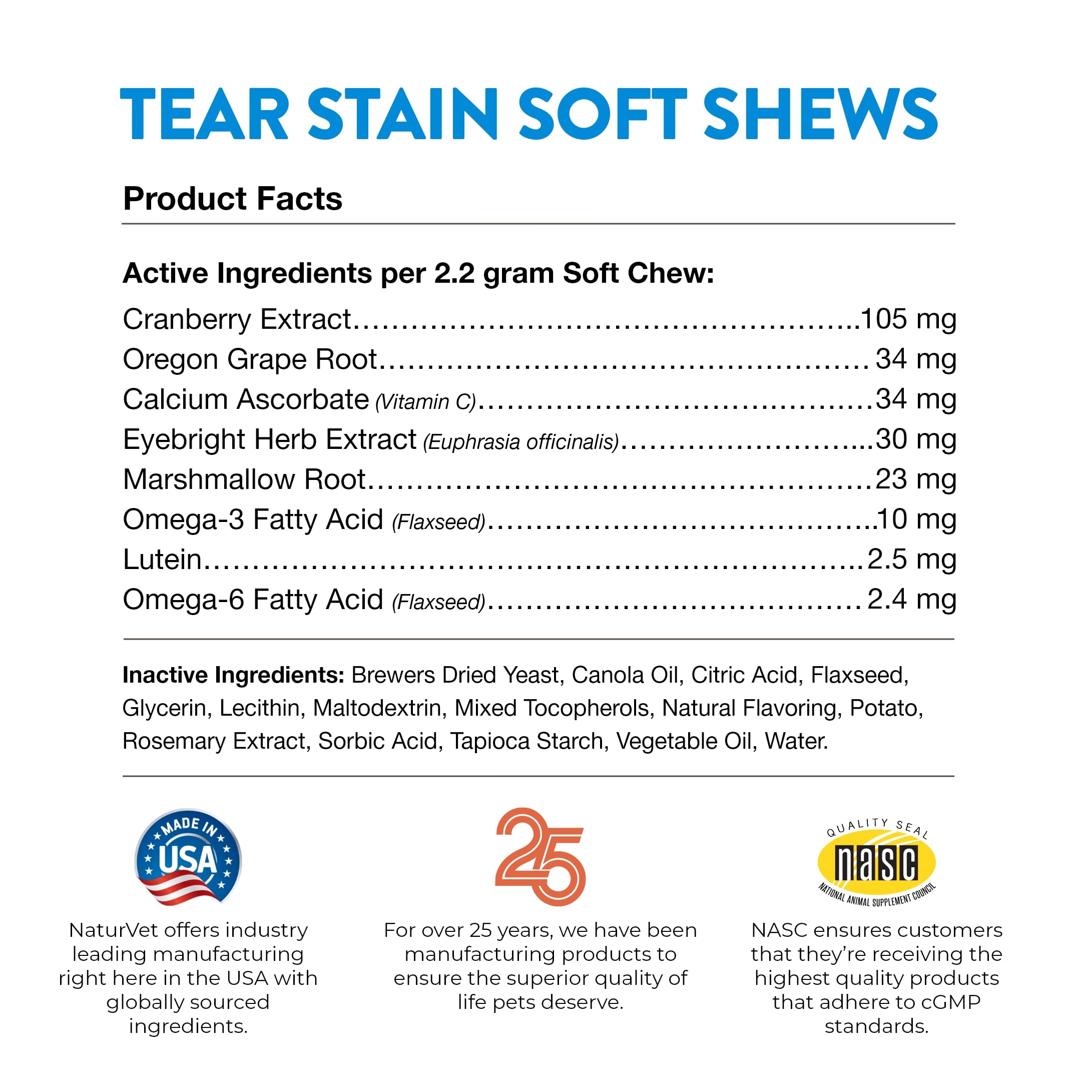 NaturVet Lutein Tear Stain before after visual suggests possible improvement.