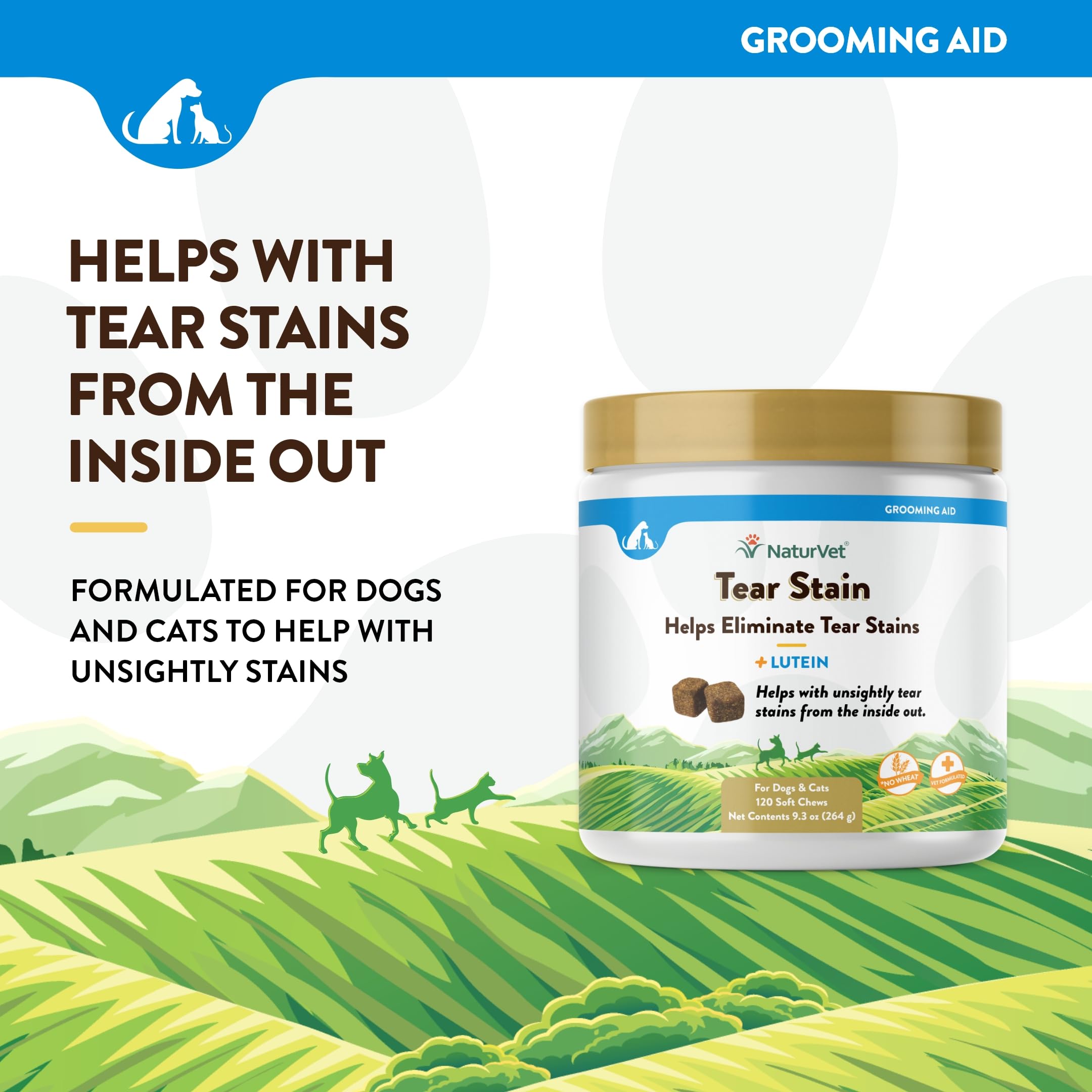 NaturVet Lutein Tear Stain cat chews blend cranberry and marshmallow for stain prevention.