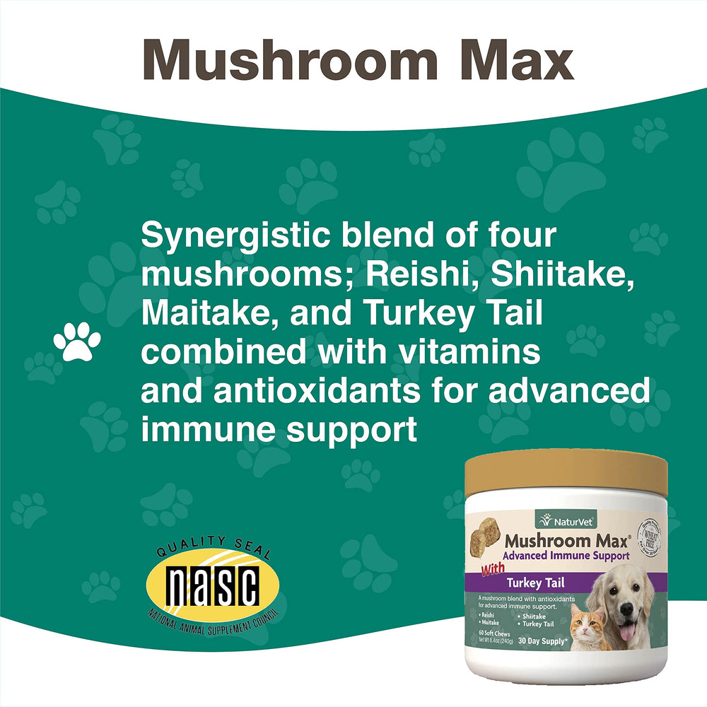 NaturVet Mushroom Max bottle cap close-up emphasizing premium formulation details.
