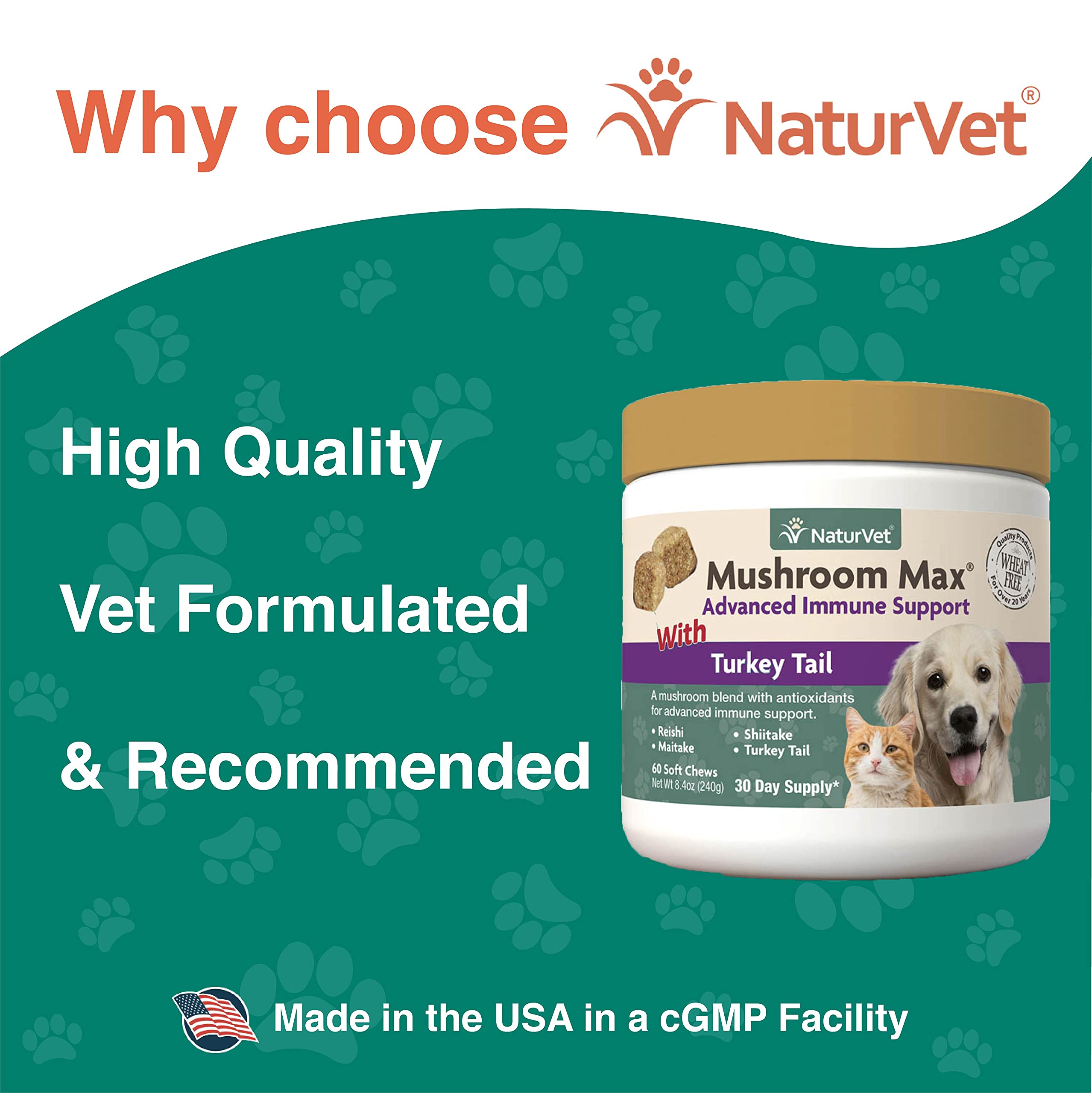NaturVet Mushroom Max being added to a dog's meal for daily support.