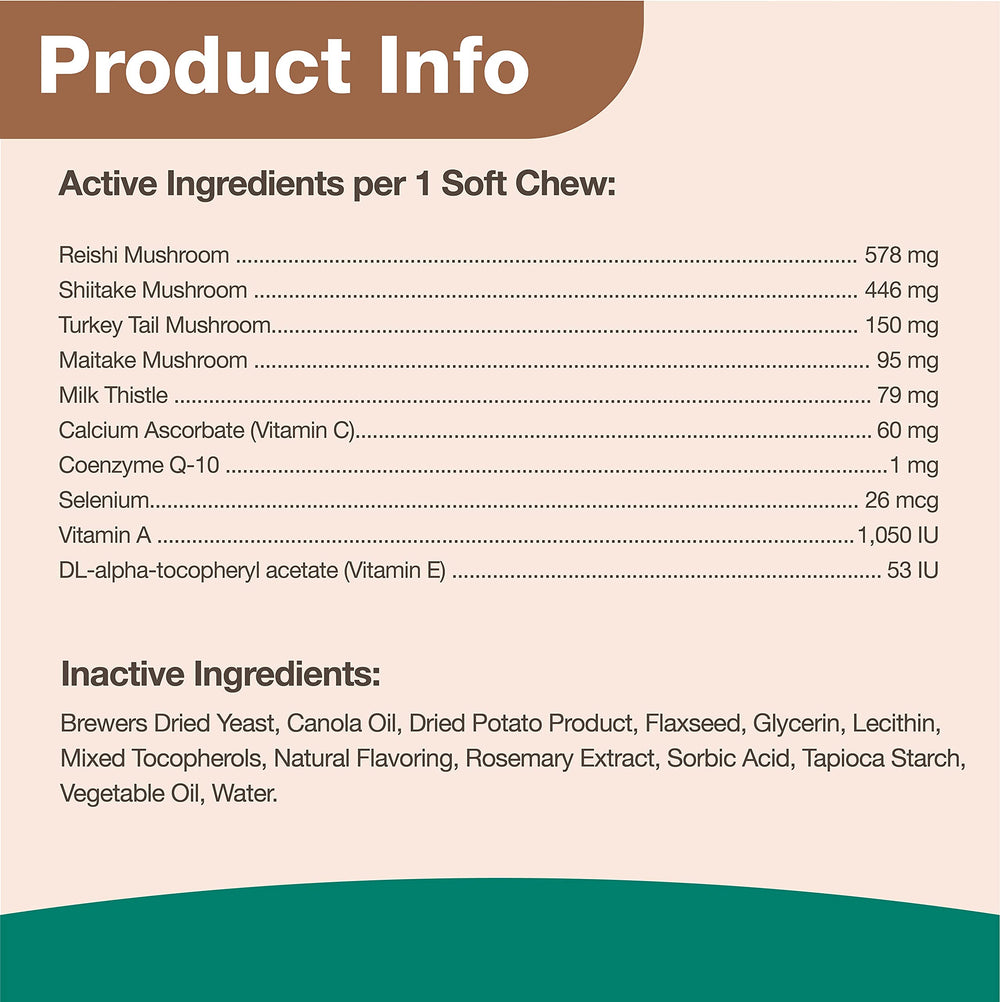 NaturVet Mushroom Max made in USA for daily immune support in dogs.