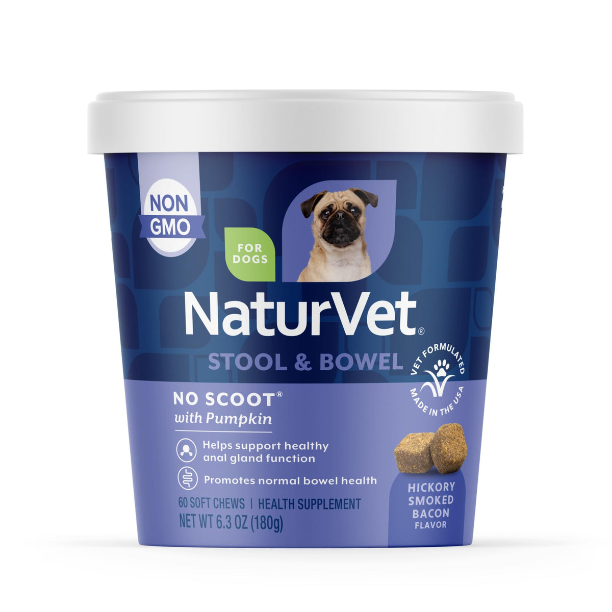 NaturVet No Scoot: gomitas suaves para perros, apoyo anal.