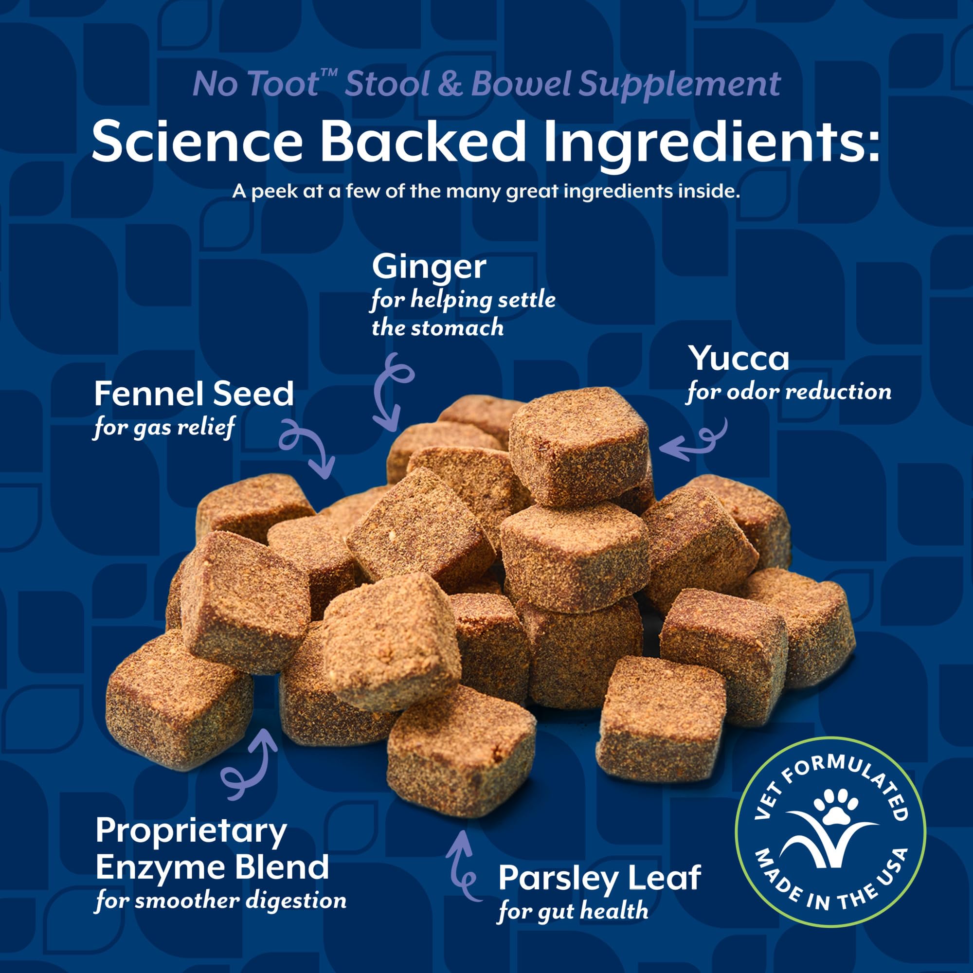NaturVet No Toot Gas Aid fennel bottle label highlights odor reduction potential.