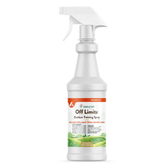 NaturVet Off Limits spray bottle demonstrates a humane, non-staining deterrent for outdoor areas.