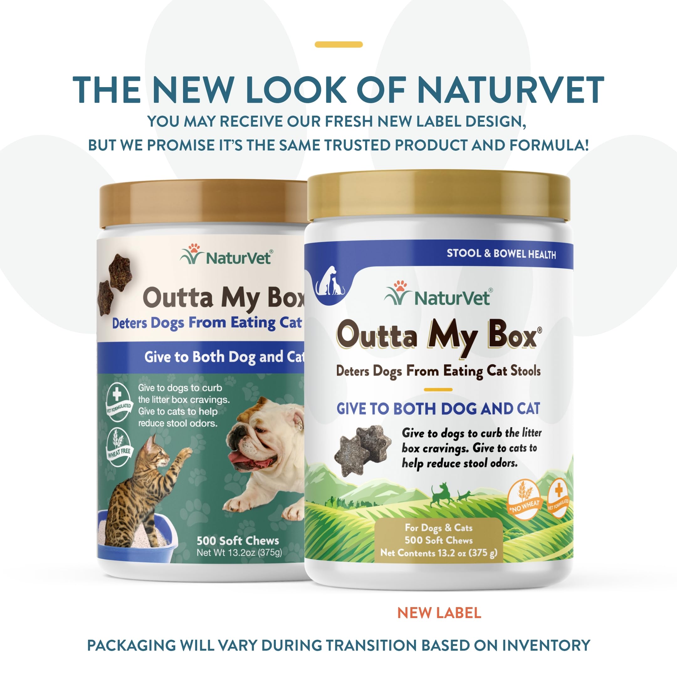 NaturVet Outta My Box soft chews close-up highlighting texture and color for easy dosing in a multi-pet home.