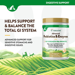 NaturVet PB6 probiotic for dogs and cats highlights vet-strength digestive support