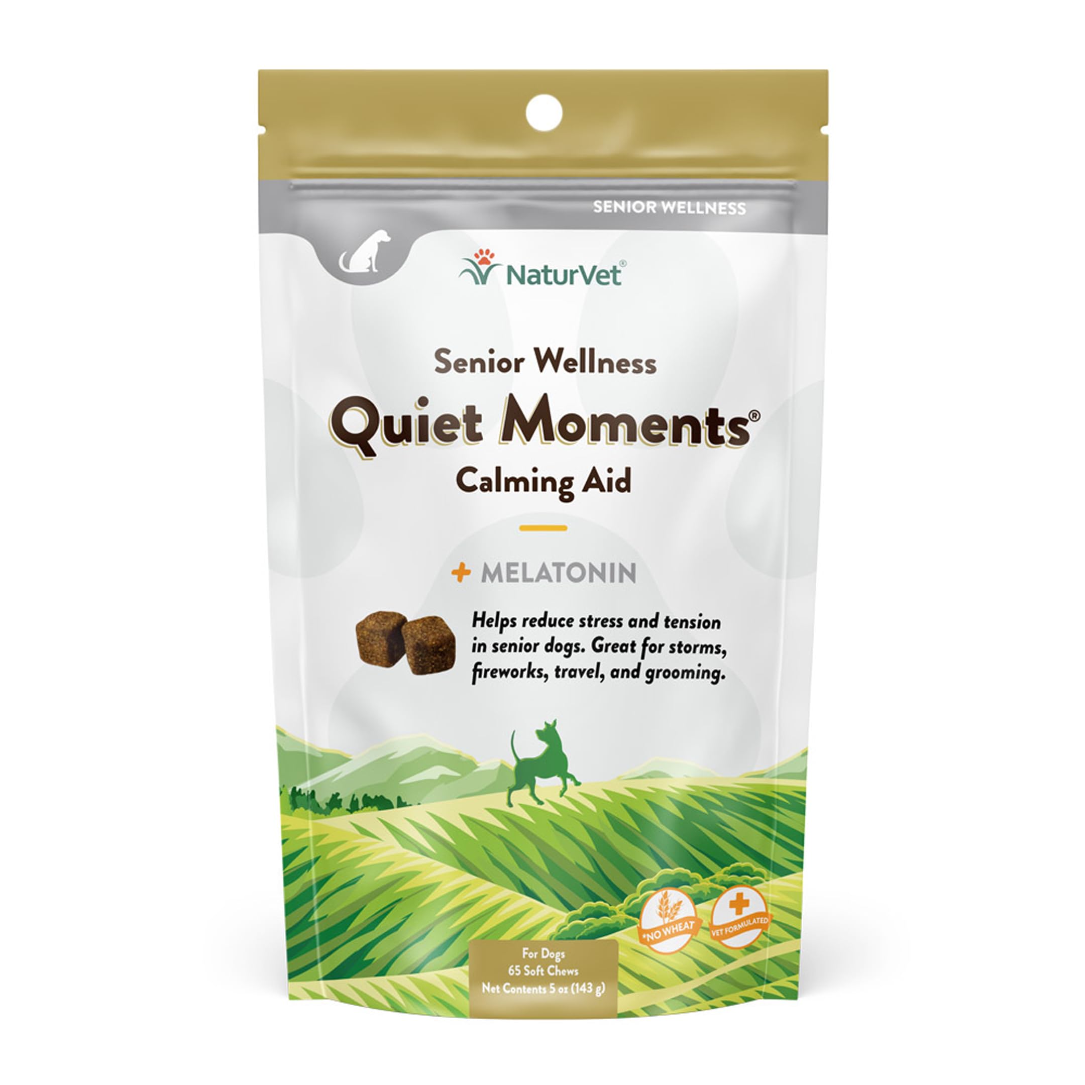 NaturVet Quiet Moments bottle closeup aiding calmness during storms and travel