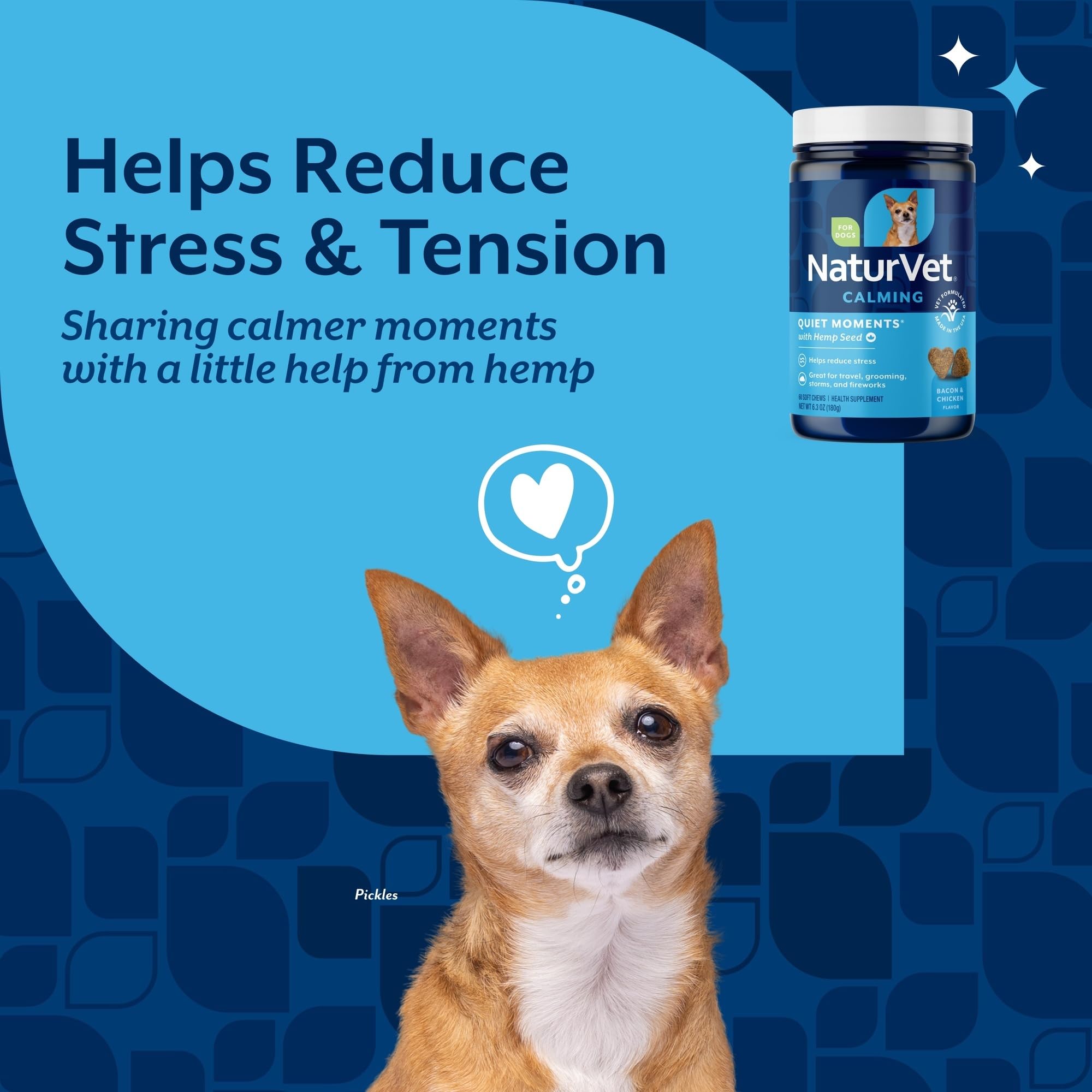NaturVet Quiet Moments dog eating demonstrates palatable calming aid before fireworks