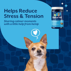 NaturVet Quiet Moments dog eating demonstrates palatable calming aid before fireworks