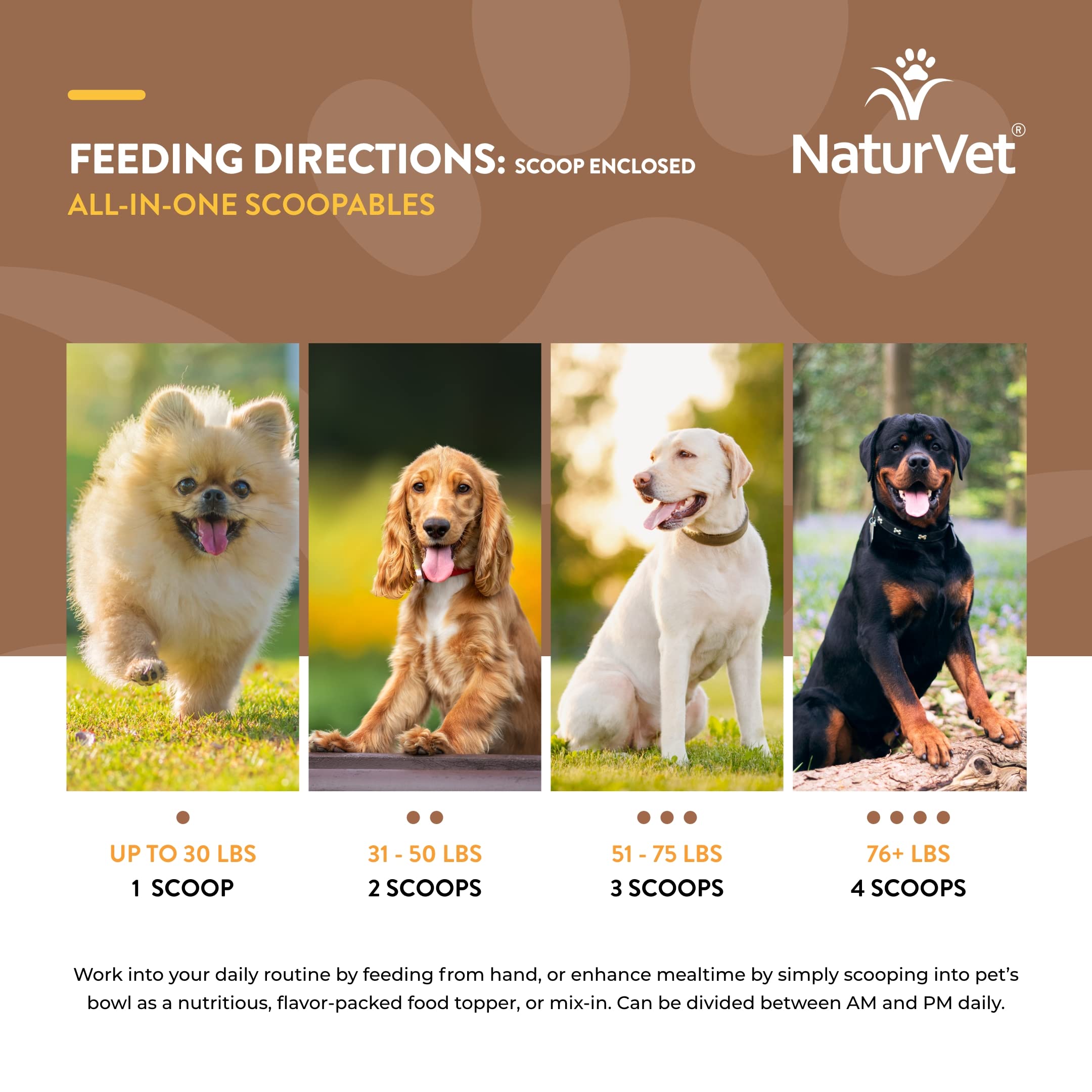 NaturVet Scoopables close-up texture hints at premium, easy-to-administer dog vitamins