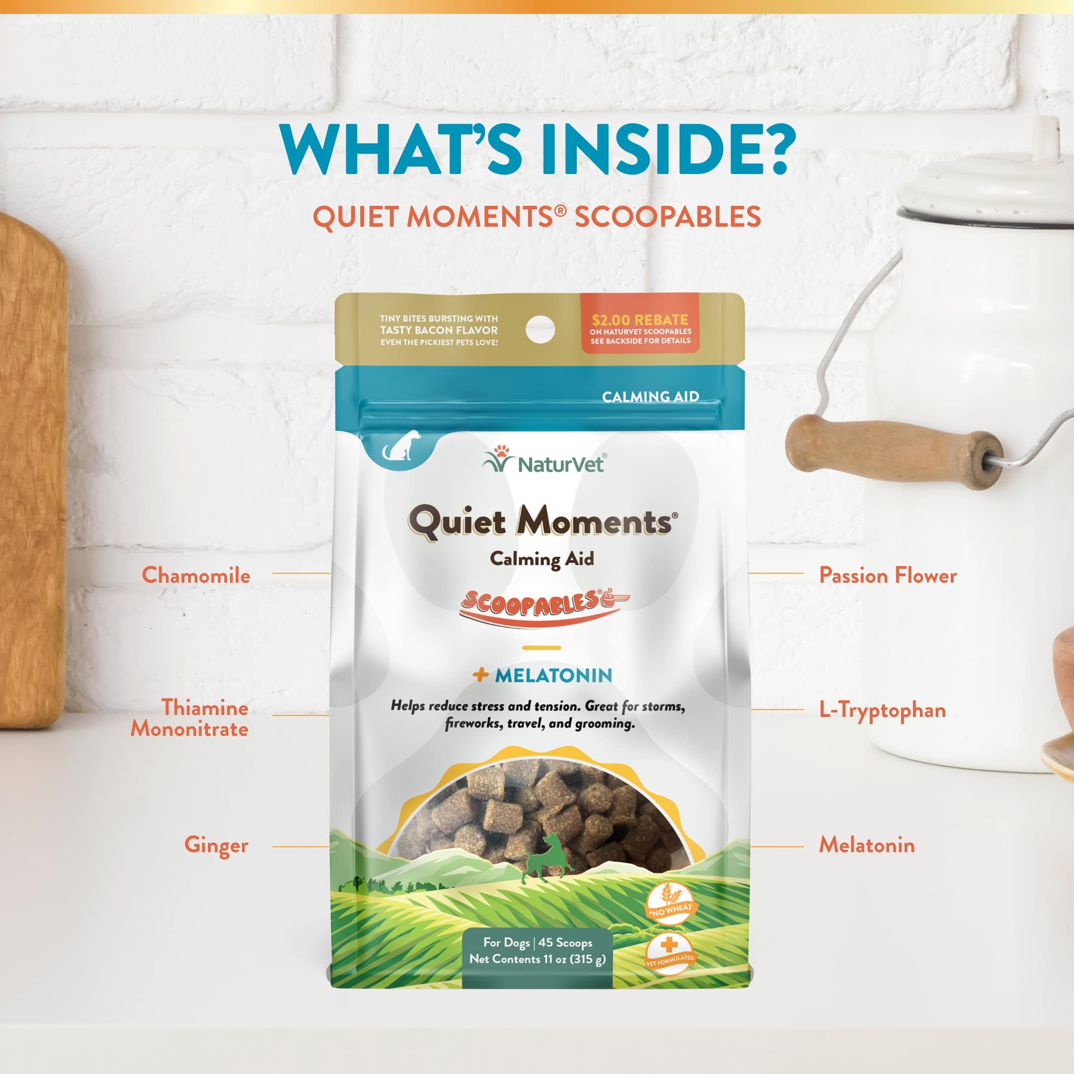 NaturVet Scoopables Quiet Moments during grooming eases tension