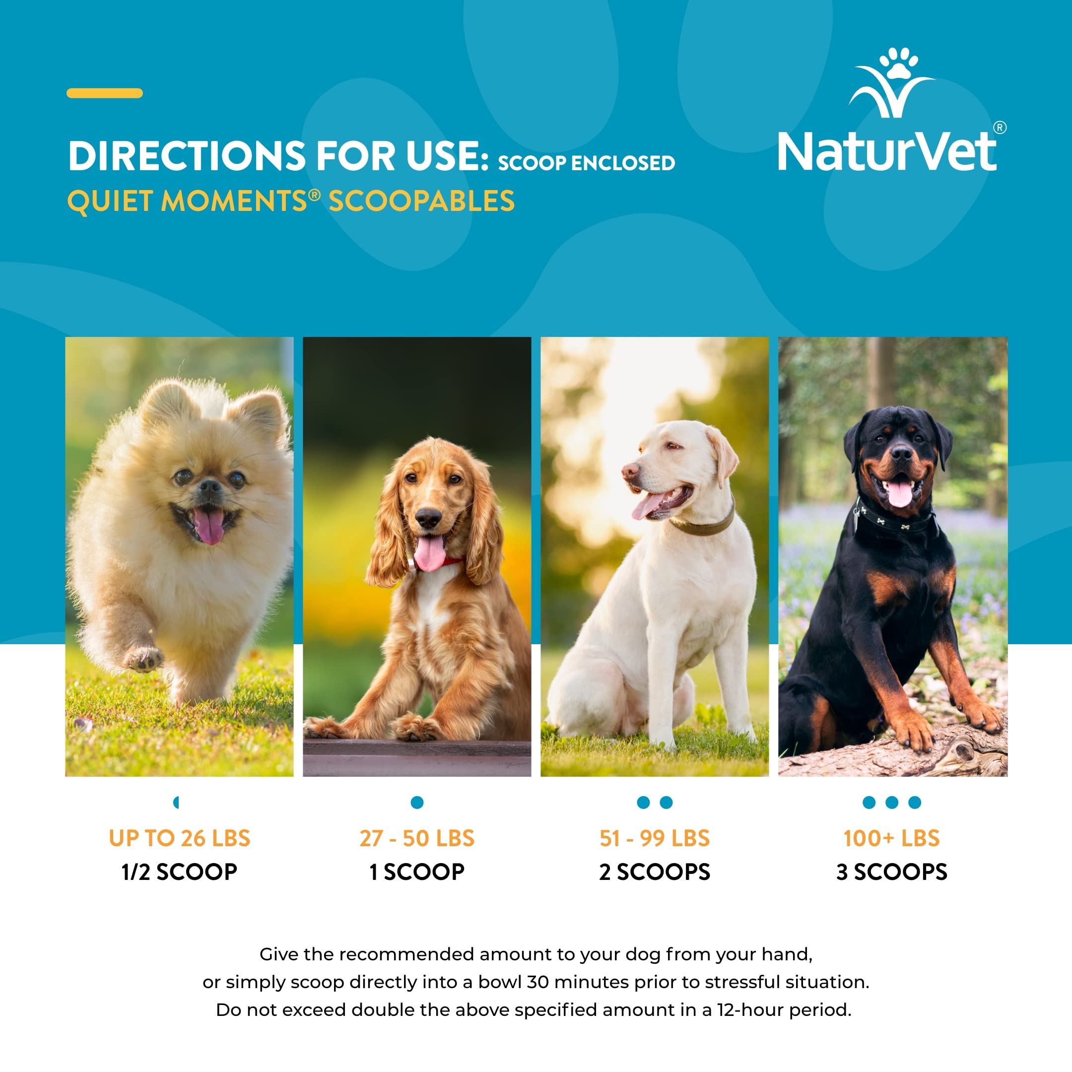 NaturVet Scoopables Quiet Moments USA-made packaging with globally sourced ingredients