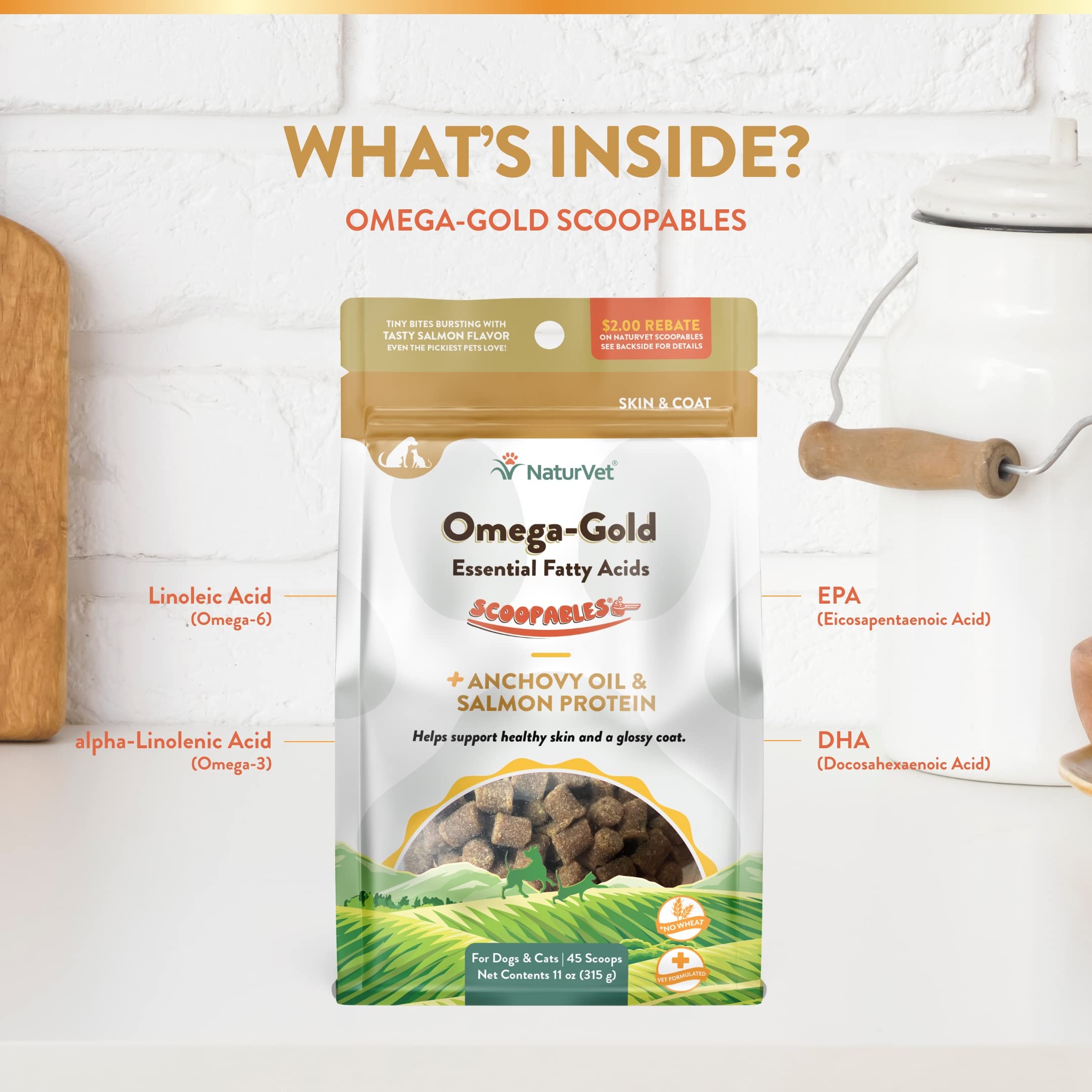 NaturVet Scoopables 11oz bag USA-made packaging showing quality manufacturing