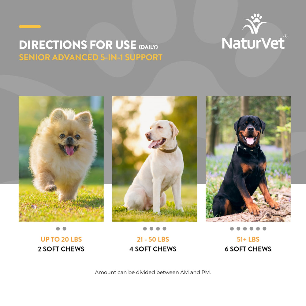 NaturVet Senior Advanced 5-in-1 made-in-usa badge signaling trusted, quality manufacturing