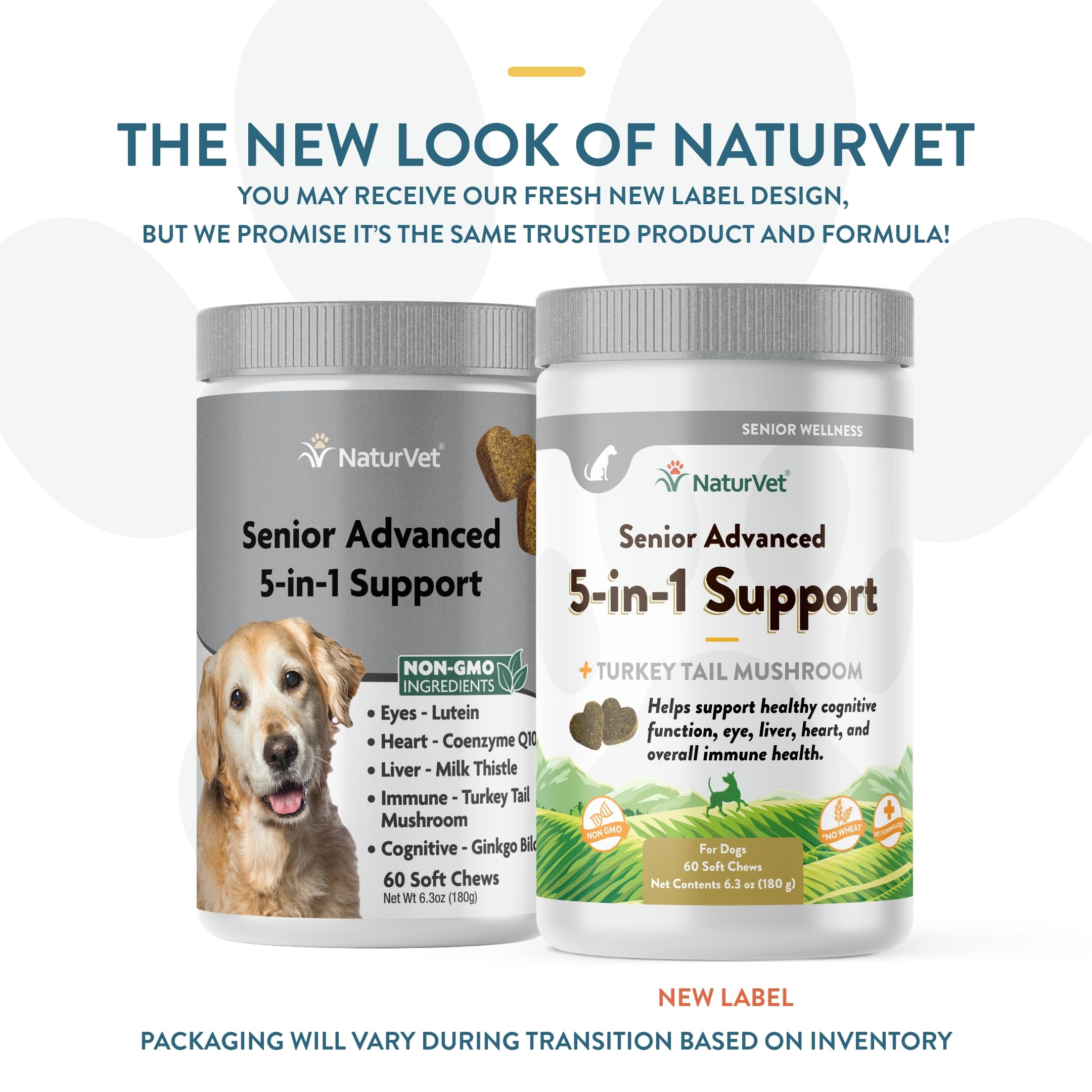 NaturVet Senior Advanced 5-in-1 soft chews closeup emphasizing tasty daily wellness support