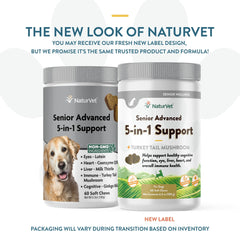 NaturVet Senior Advanced 5-in-1 soft chews closeup emphasizing tasty daily wellness support