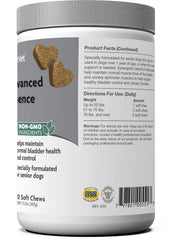 NaturVet Senior Advanced Incontinence jar full on shelf indicates 120-count supply for ongoing support
