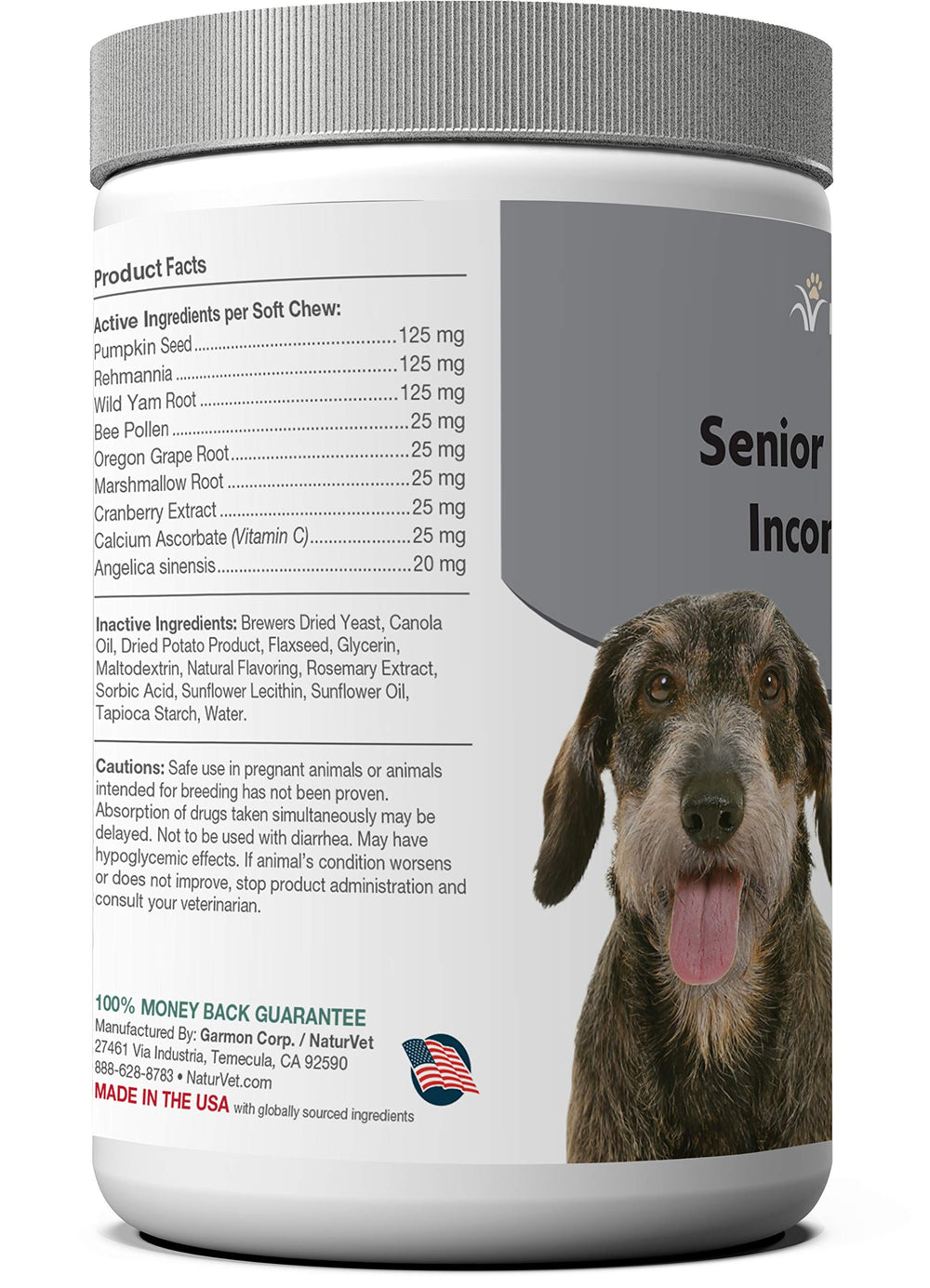 NaturVet Senior Advanced Incontinence soft chews closeup emphasizes chewy texture and easy dosing