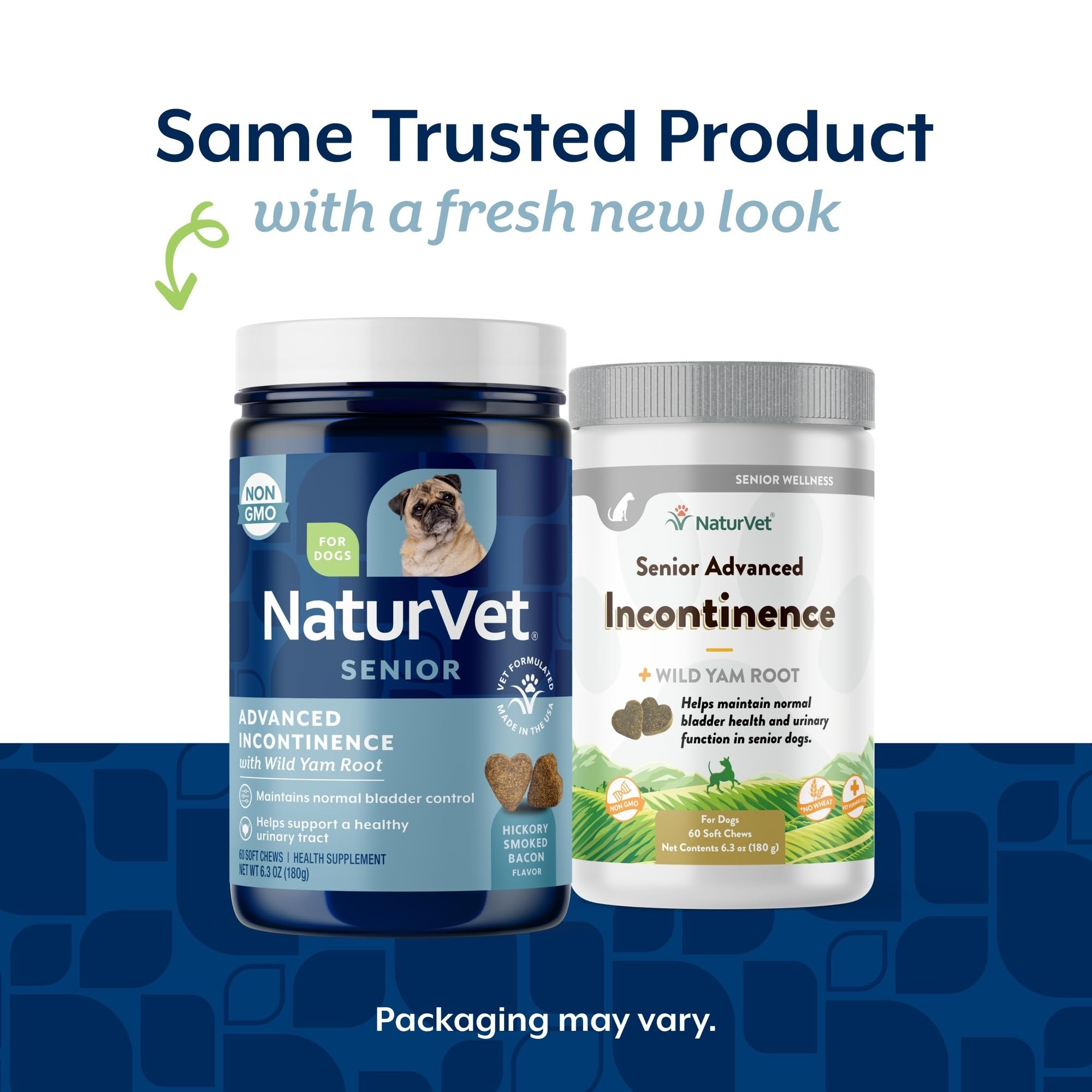NaturVet Senior bladder-support soft chews closeup: helps maintain normal urinary functions.