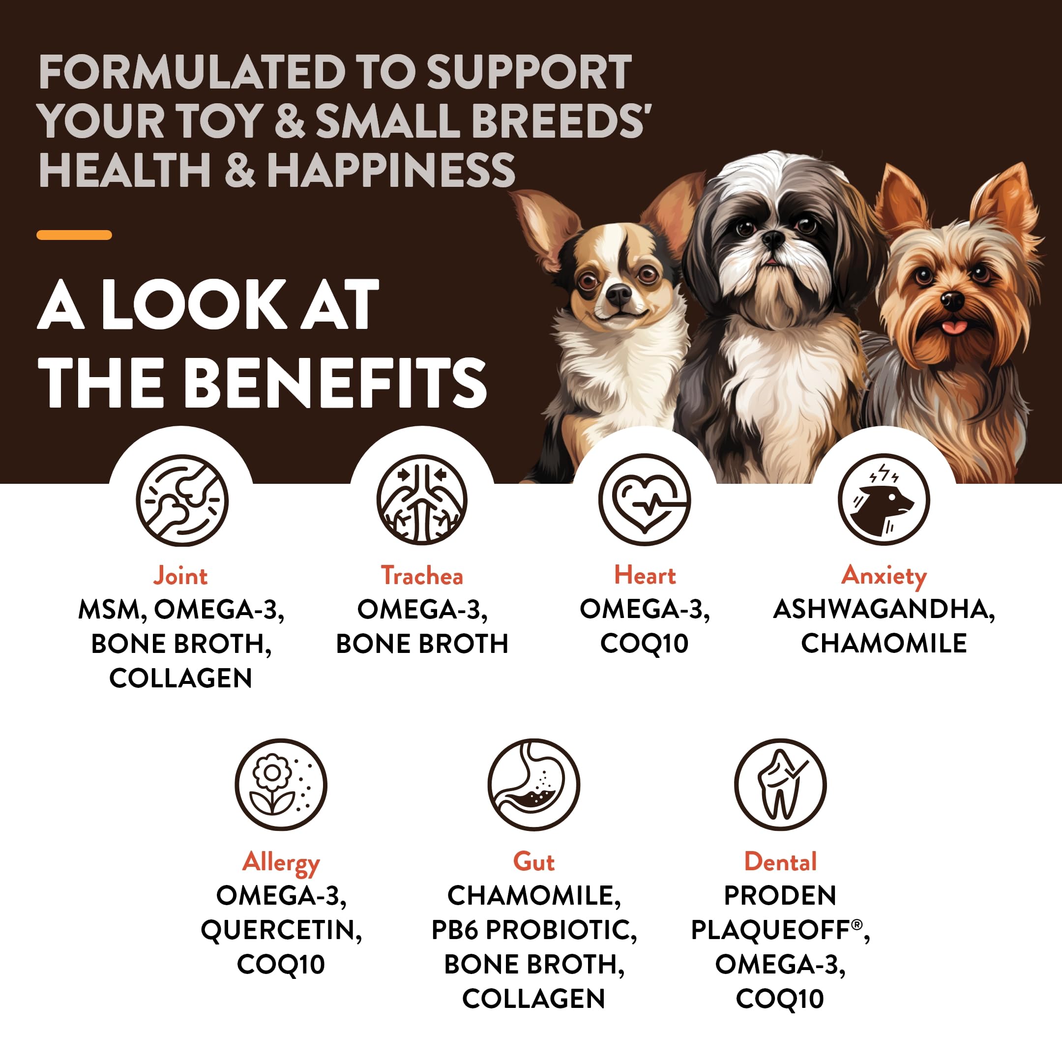 NaturVet Small Breeds Supplement chews in bowl emphasizing skin and coat care