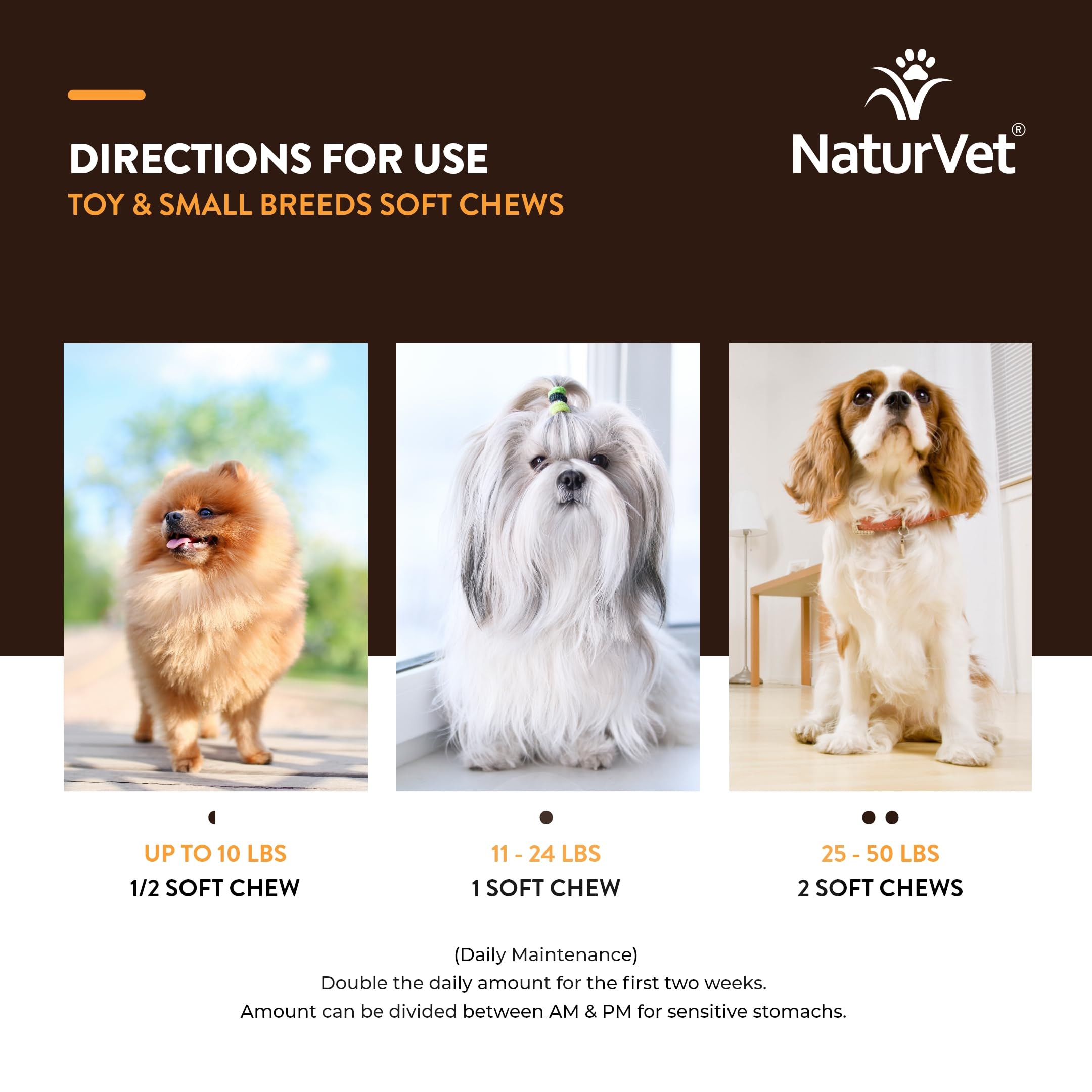 NaturVet Small Breeds Supplement skin and coat care image for shine and softness