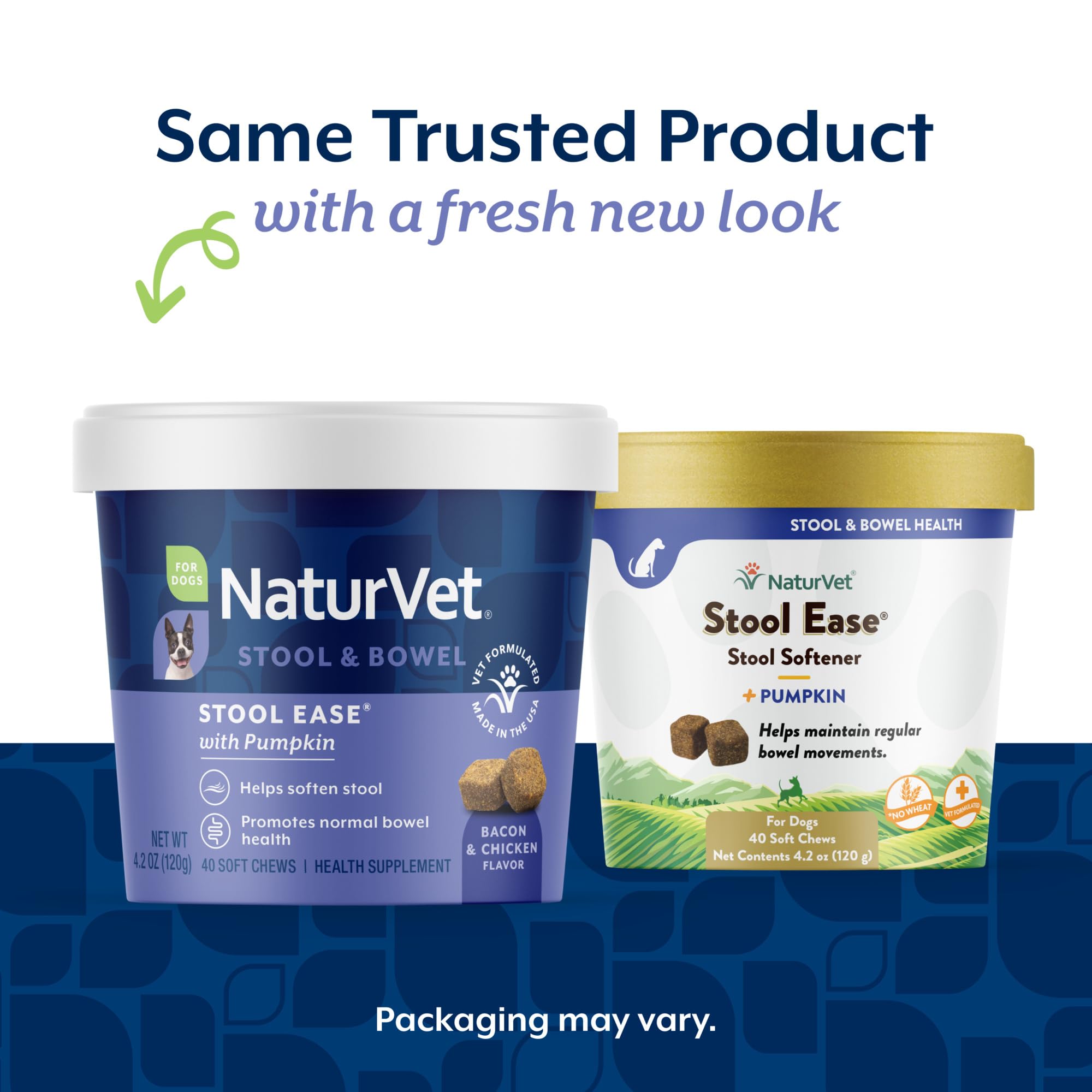 NaturVet Stool Ease soft chews on hand for easy daily administration