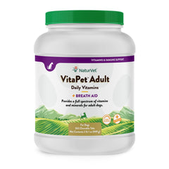 NaturVet Vita Pet Adult Plus Breath Aid tablets bottle for daily dog wellness and breath support