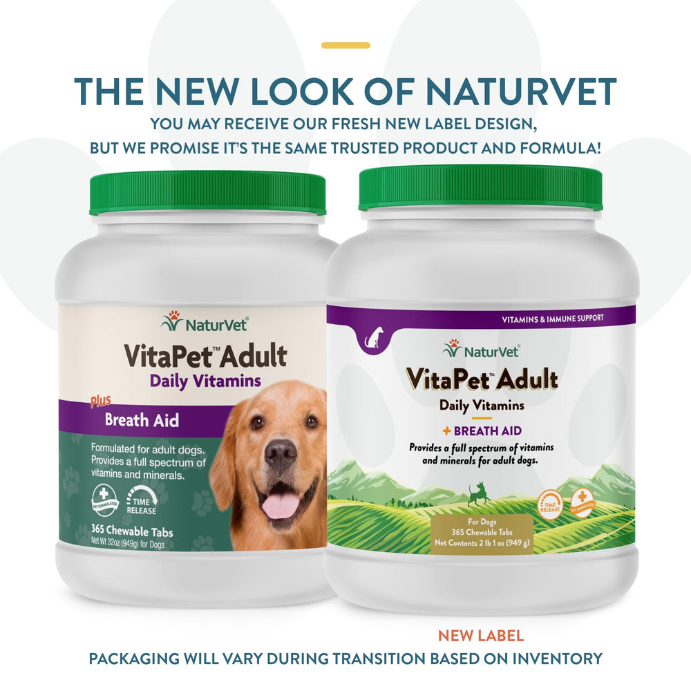 NaturVet Vita Pet Adult Plus Breath Aid tablets close up showing time release format
