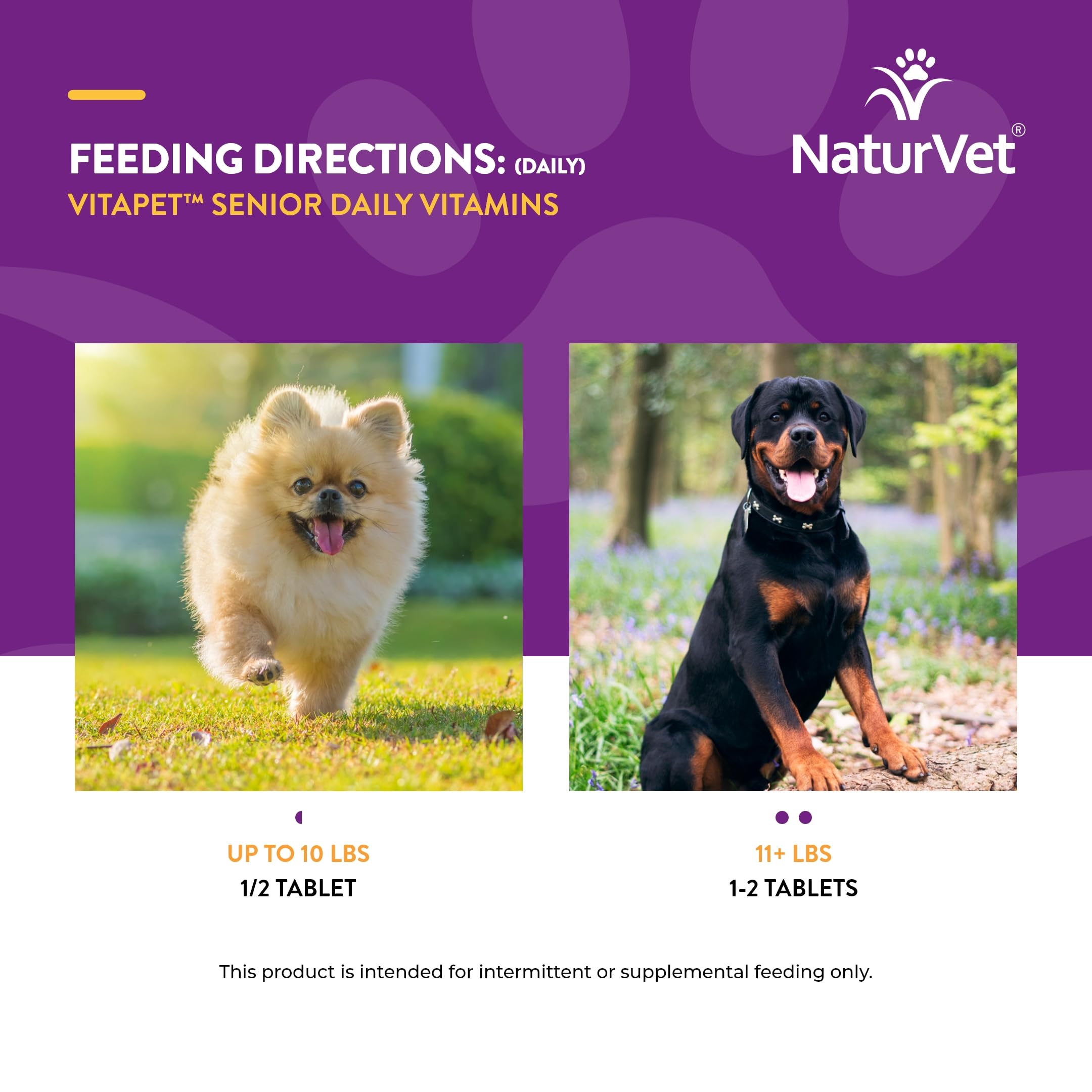 NaturVet VitaPet Senior 180-count pack – long-term daily supplement value.