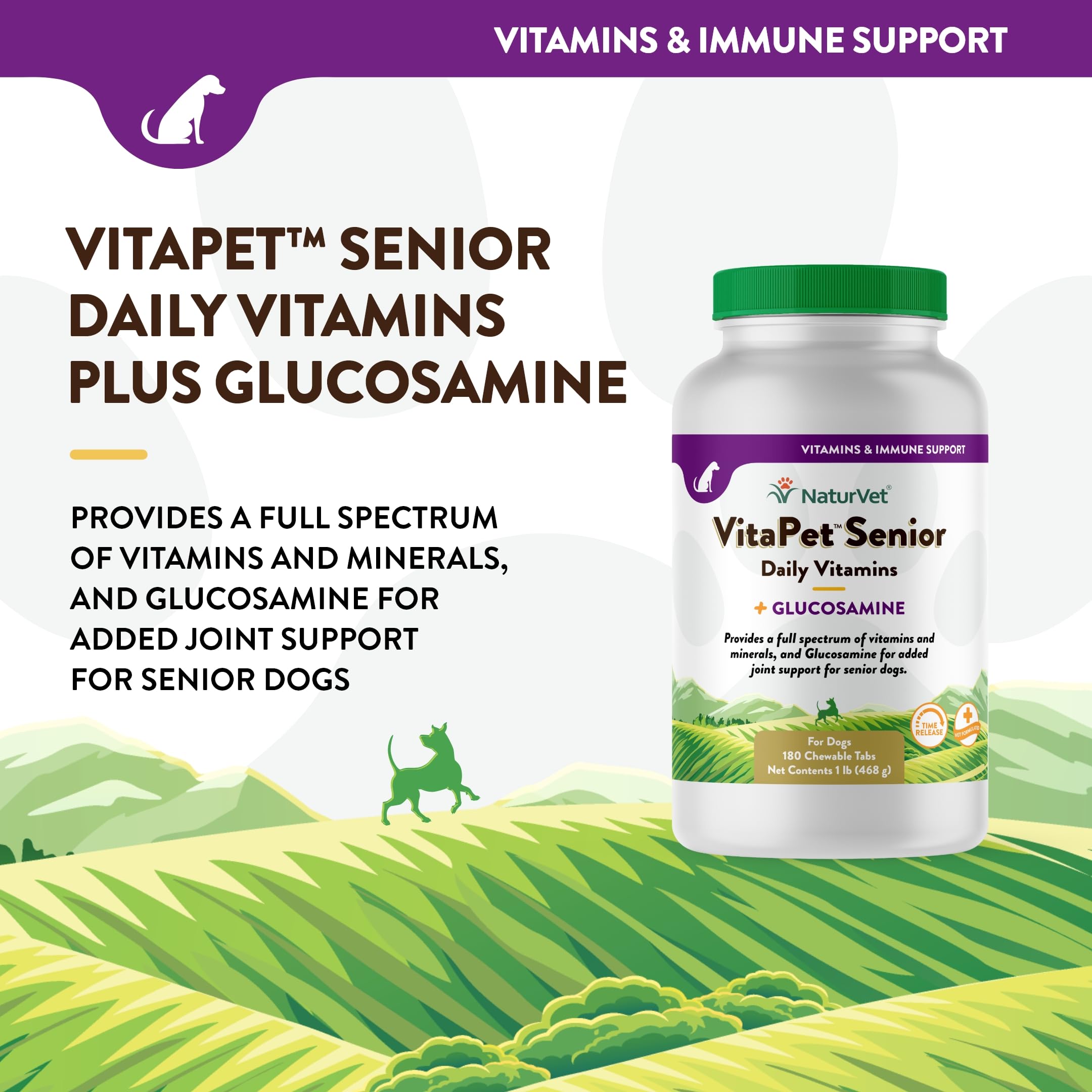 NaturVet VitaPet Senior dog chewing chew – convenient daily multivitamin for senior dogs.