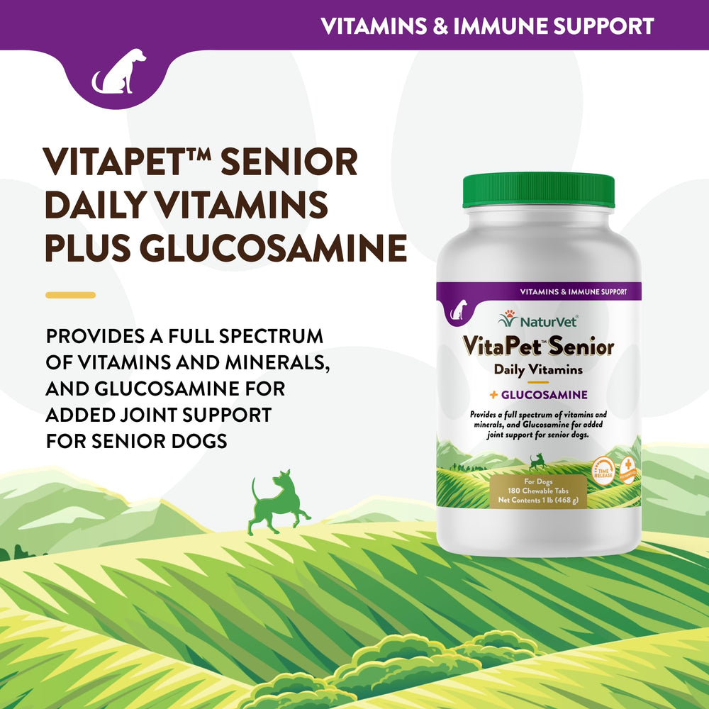 NaturVet VitaPet Senior dog chewing chew – convenient daily multivitamin for senior dogs.