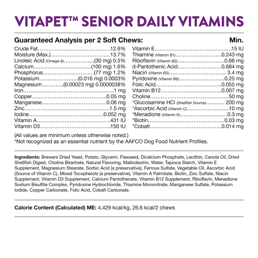 NaturVet VitaPet Senior soft chews manufactured in the USA