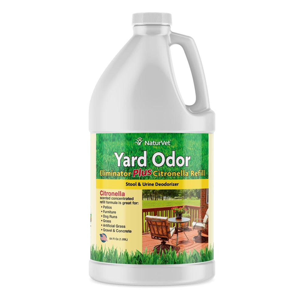 NaturVet Yard Odor Eliminator spray bottle ready for outdoor odor control