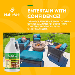 NaturVet Yard Odor Eliminator on grass showing odor-neutralizing application