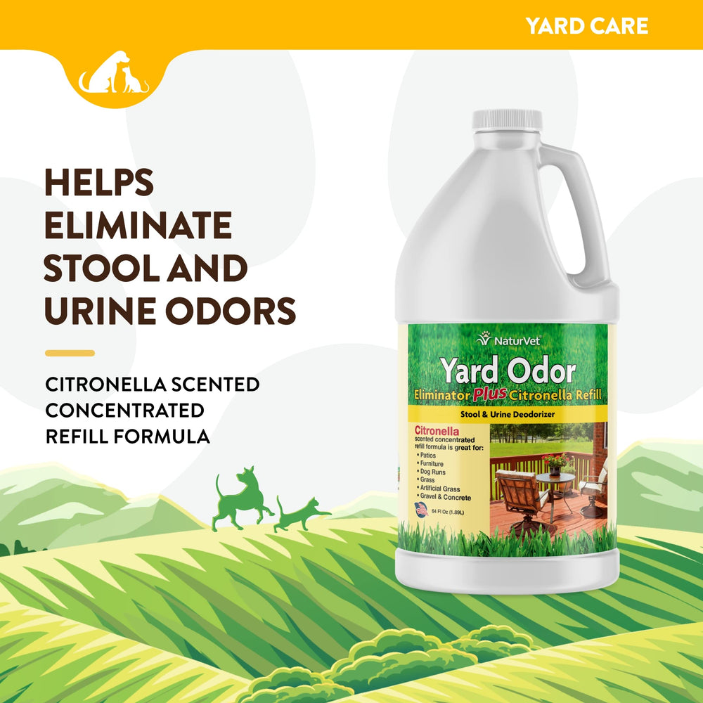 NaturVet Yard Odor Eliminator applied to patio surface reduces odors