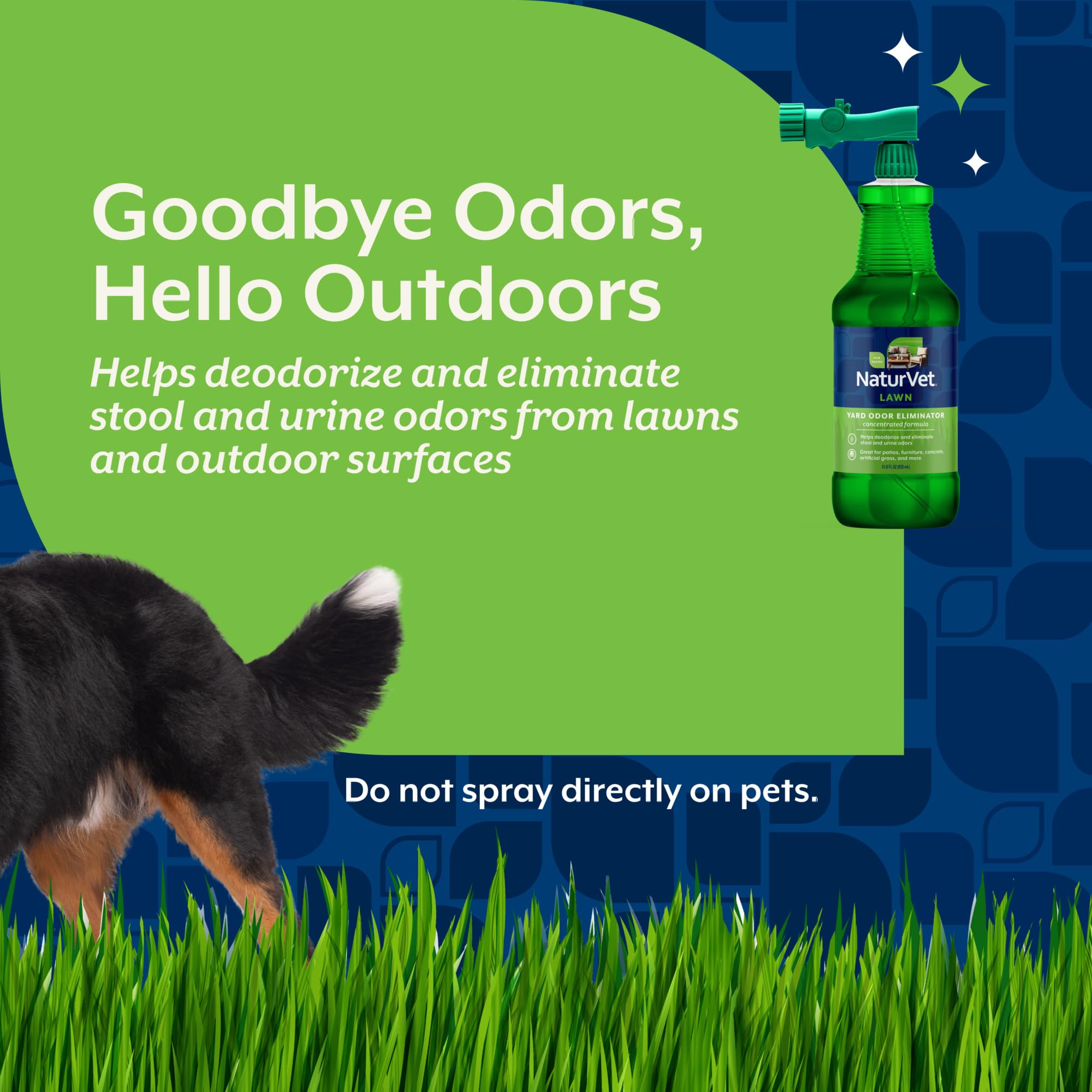 NaturVet Yard Odor Eliminator on patio near seating areas