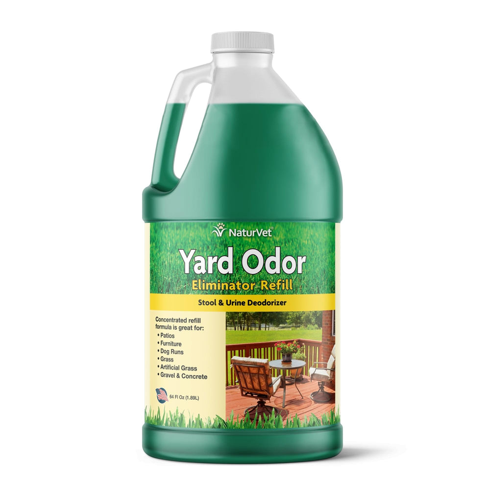 NaturVet Yard Odor Eliminator 64oz refill bottle neutralizes outdoor stool and urine odors.