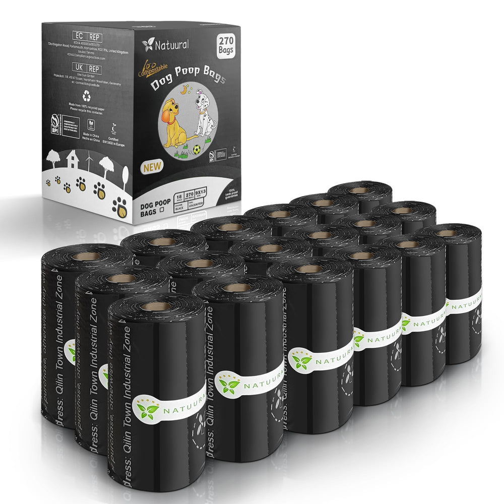 Natuural 270-count compostable dog poop bags for eco-friendly cleanup.