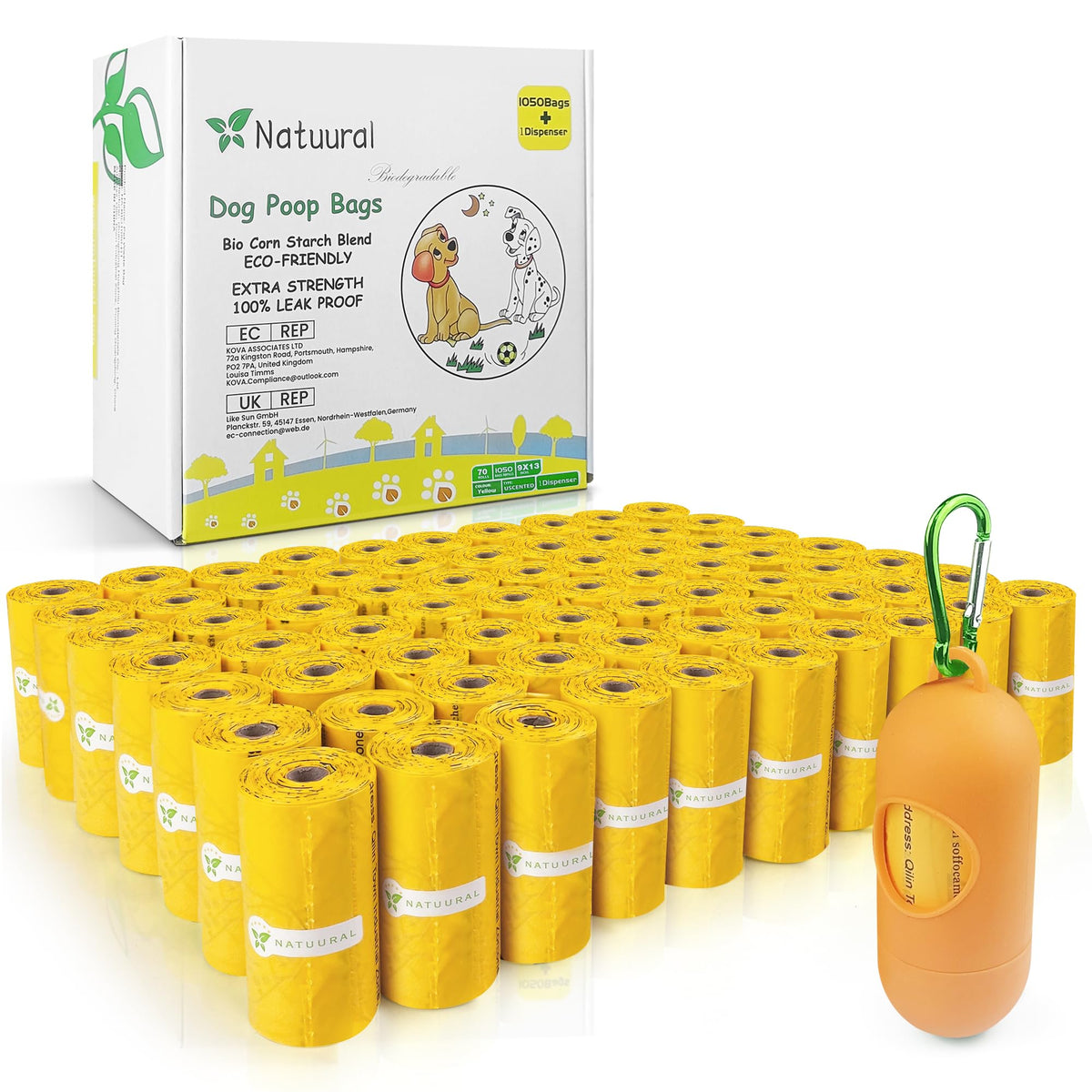 Natuural dog poop bags 1050 counts ready for daily outdoor walks